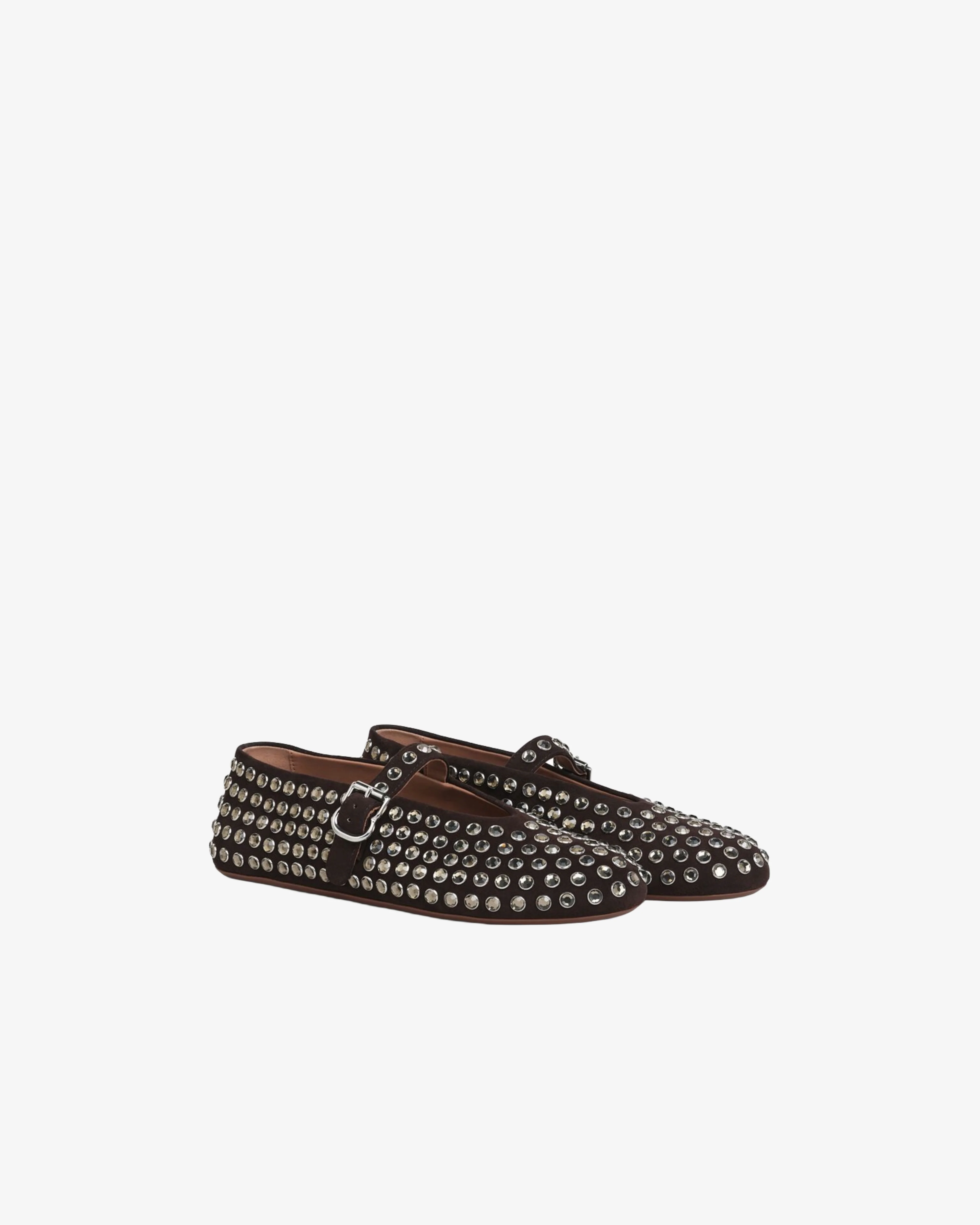 ALAÏA - Women's Strass Suede Ballet Flats - (Brown733) - Image 2