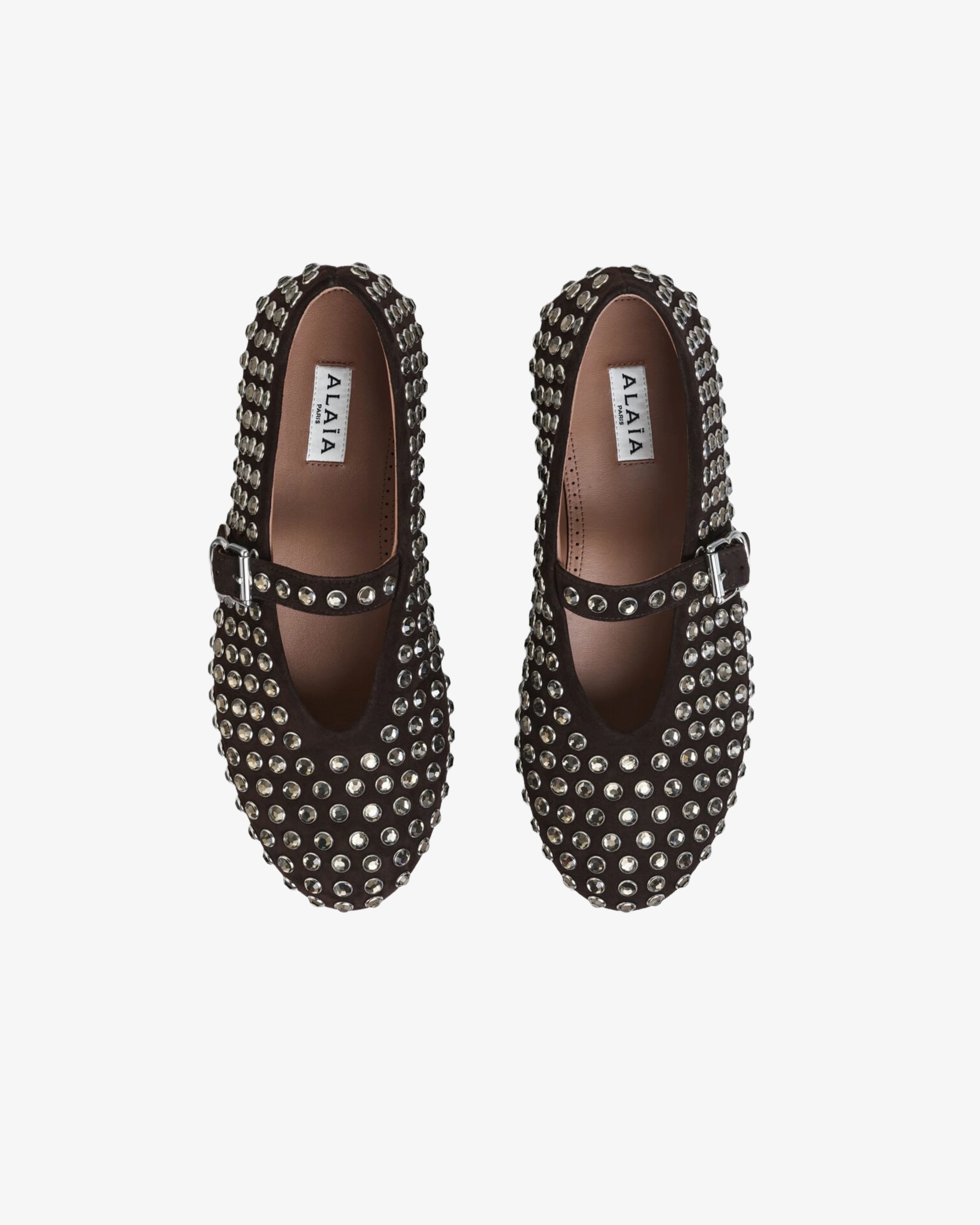 ALAÏA - Women's Strass Suede Ballet Flats - (Brown733) - Image 3