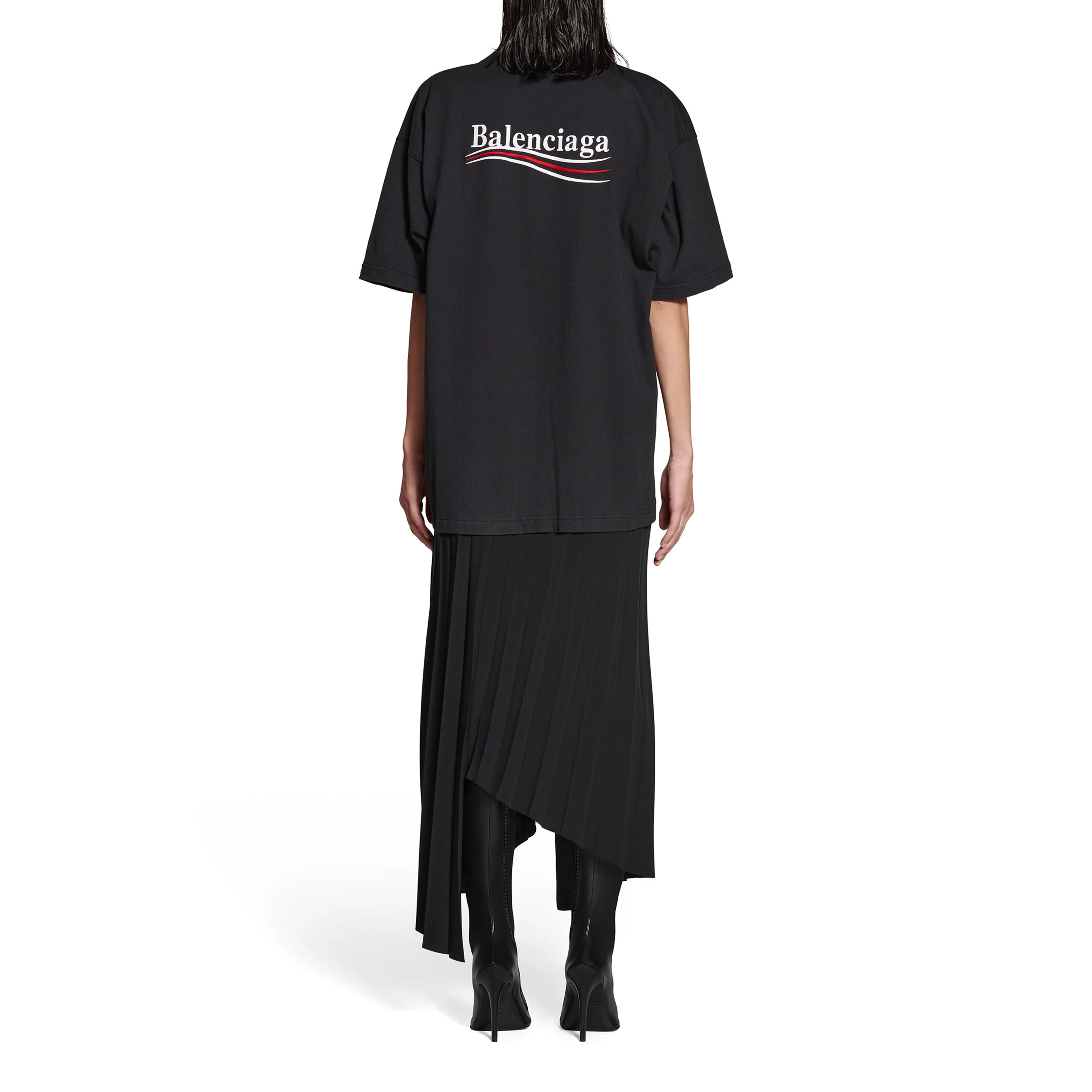 BALENCIAGA - Technical Crepe T-Shirt Dress - (1000 BLACK) - Image 5