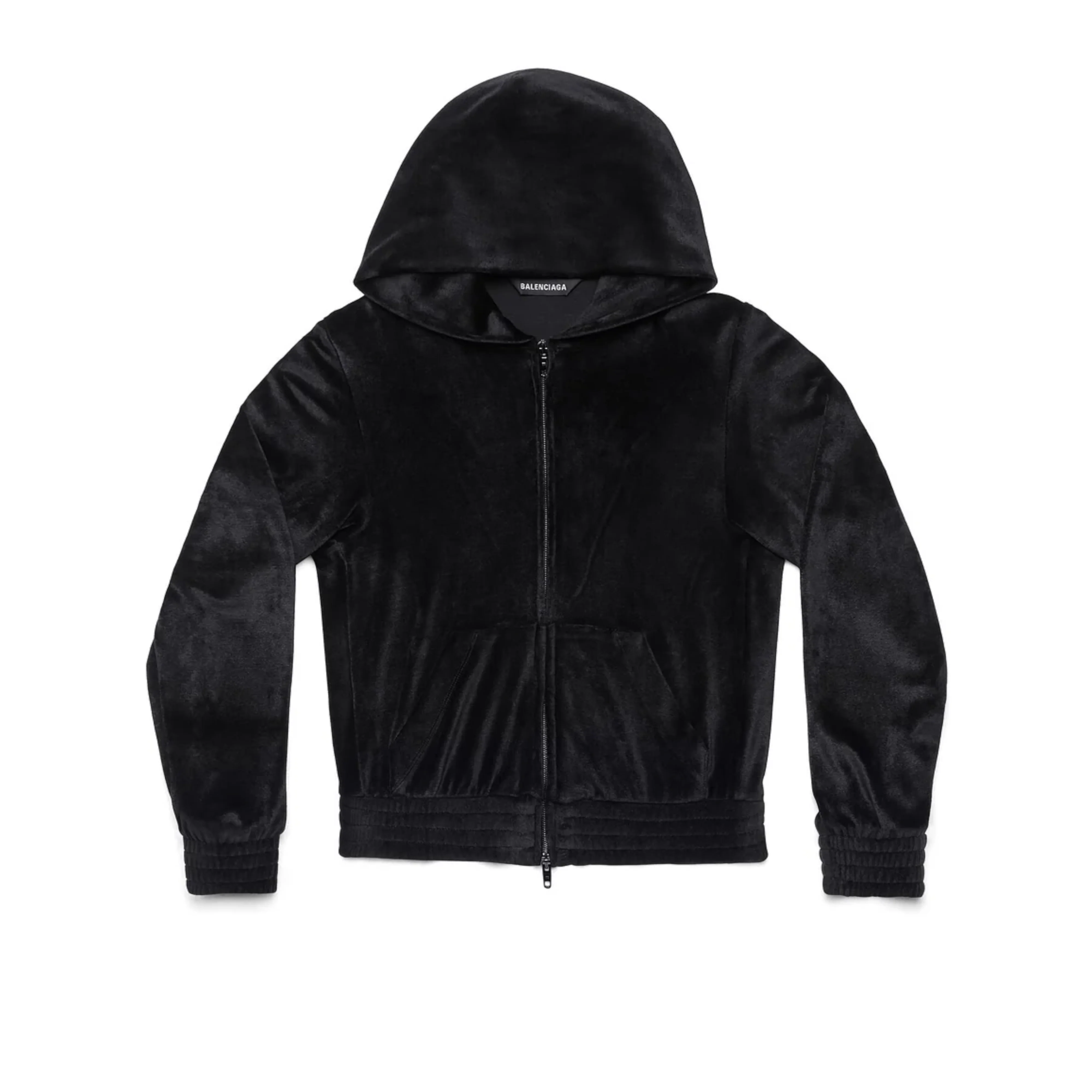 BALENCIAGA - Women's Fliud Velvet Jersey Fitted Hoodie - (1000 BLACK)