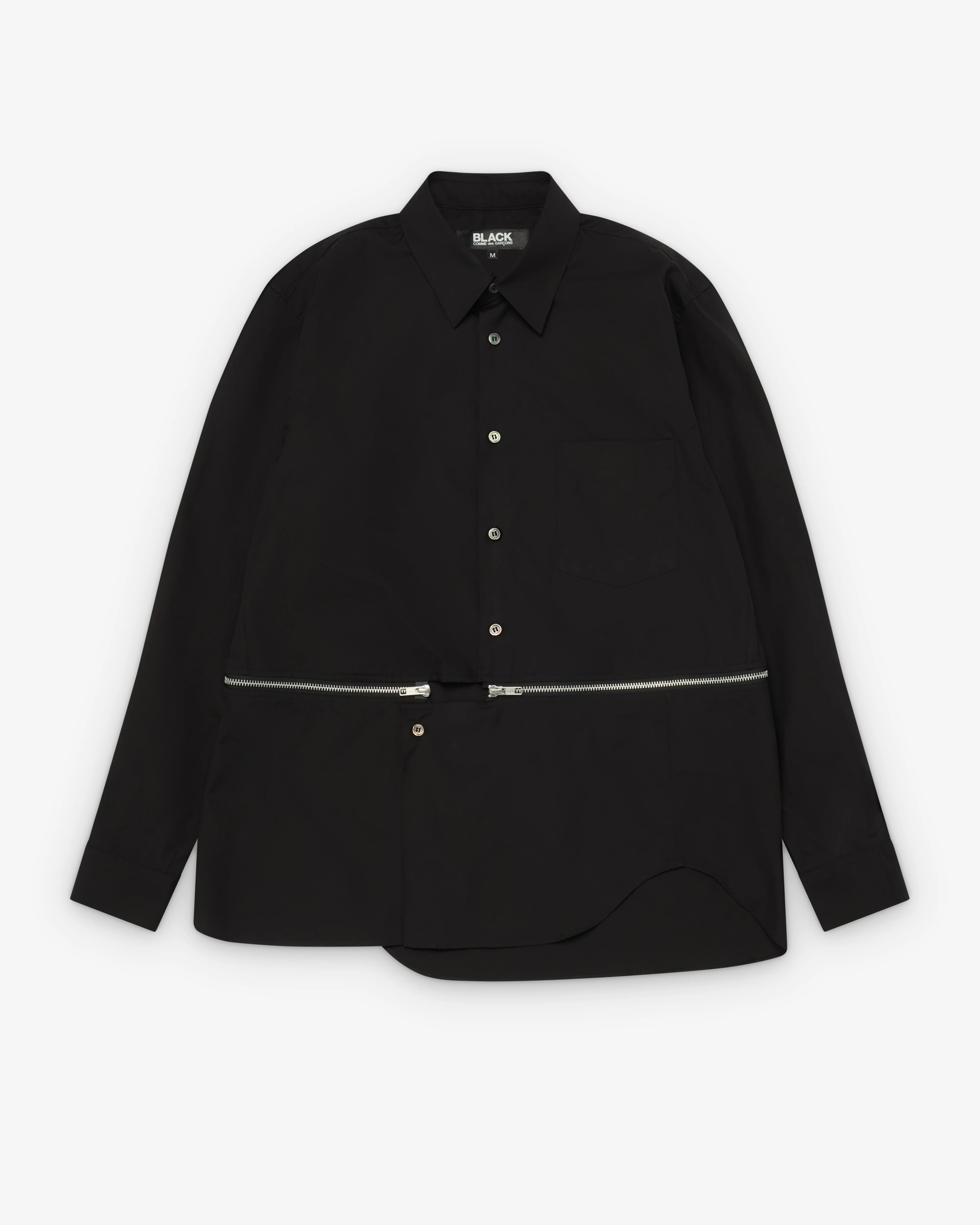 Black Comme des Garçons - Men's Curved Hem Long Sleeve Shirt - (Black)