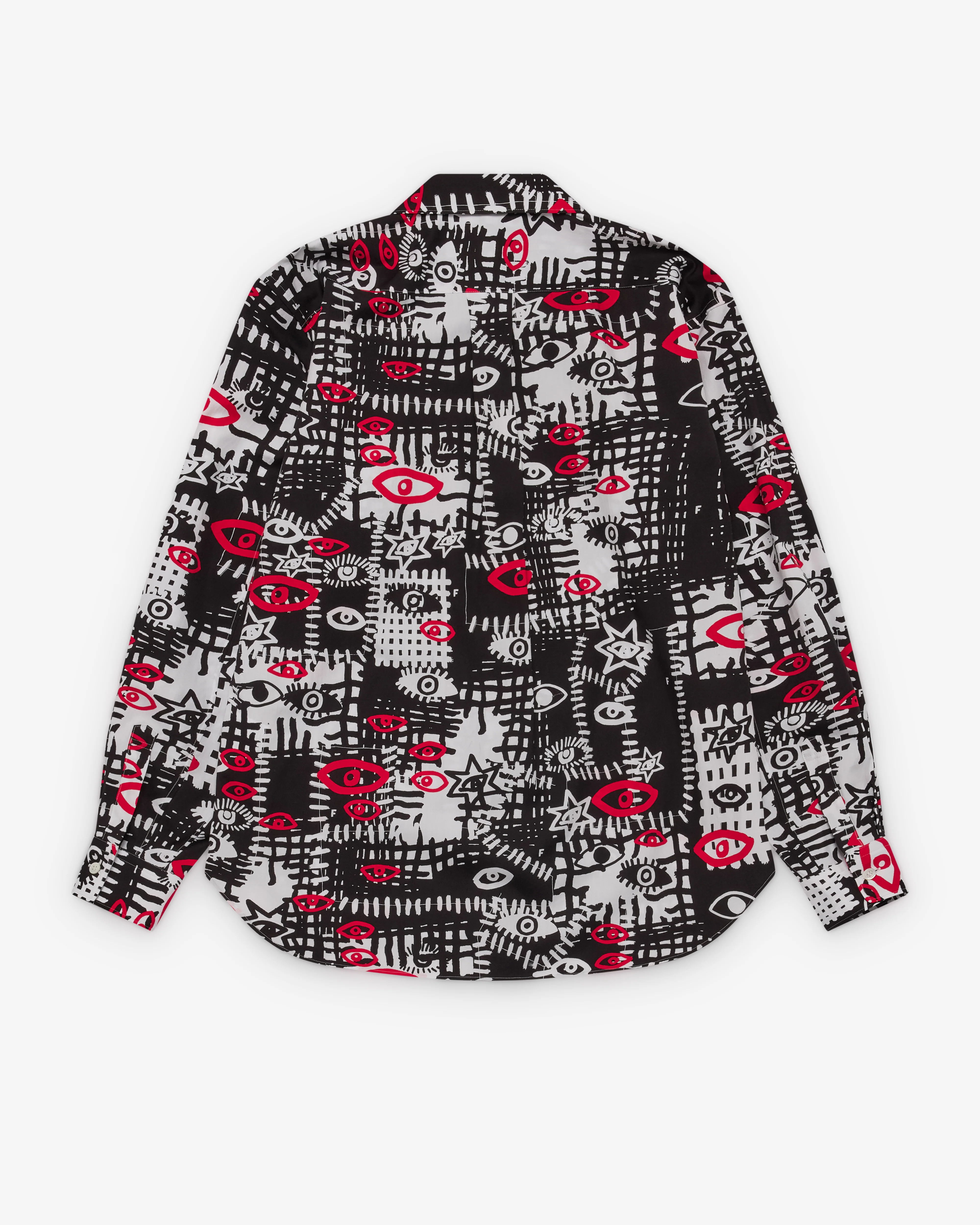 Black Comme des Garçons - Men's Red Eye Print Long Sleeve Shirt - (Print) - Image 2