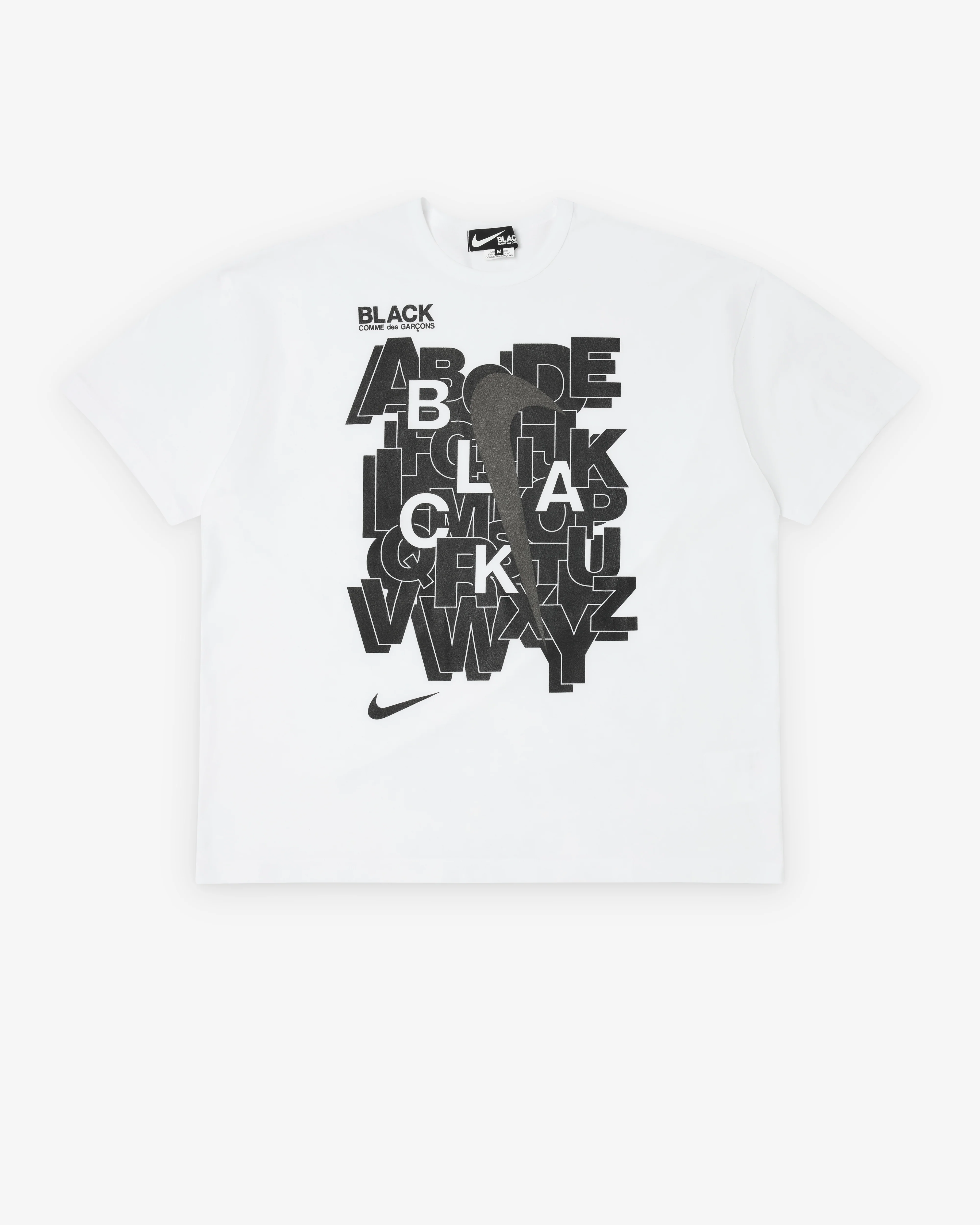 Black Comme des Garçons - Men's Vertical Swoosh T-Shirt - (White)