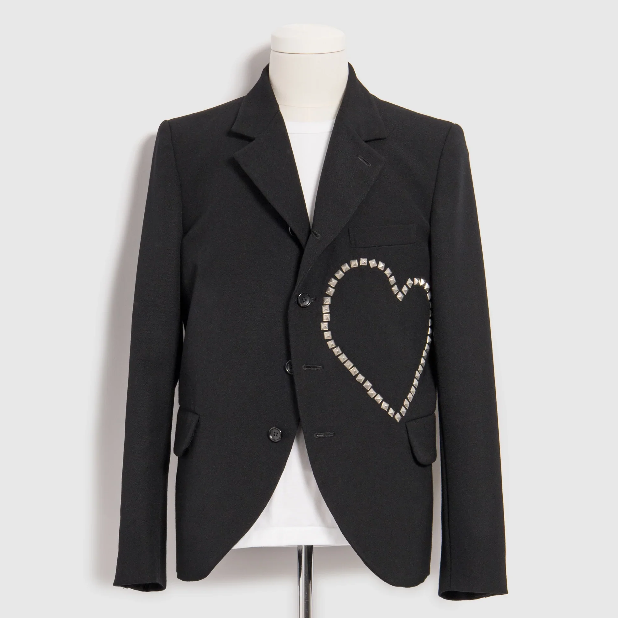 Black Comme Des Garçons - Studded Wool Jacket - (Black) - Image 2