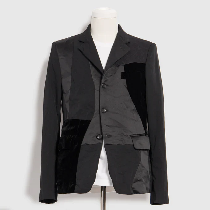 Black Comme Des Garçons - Tailored Patchwork Jacket - (Black) - Image 2