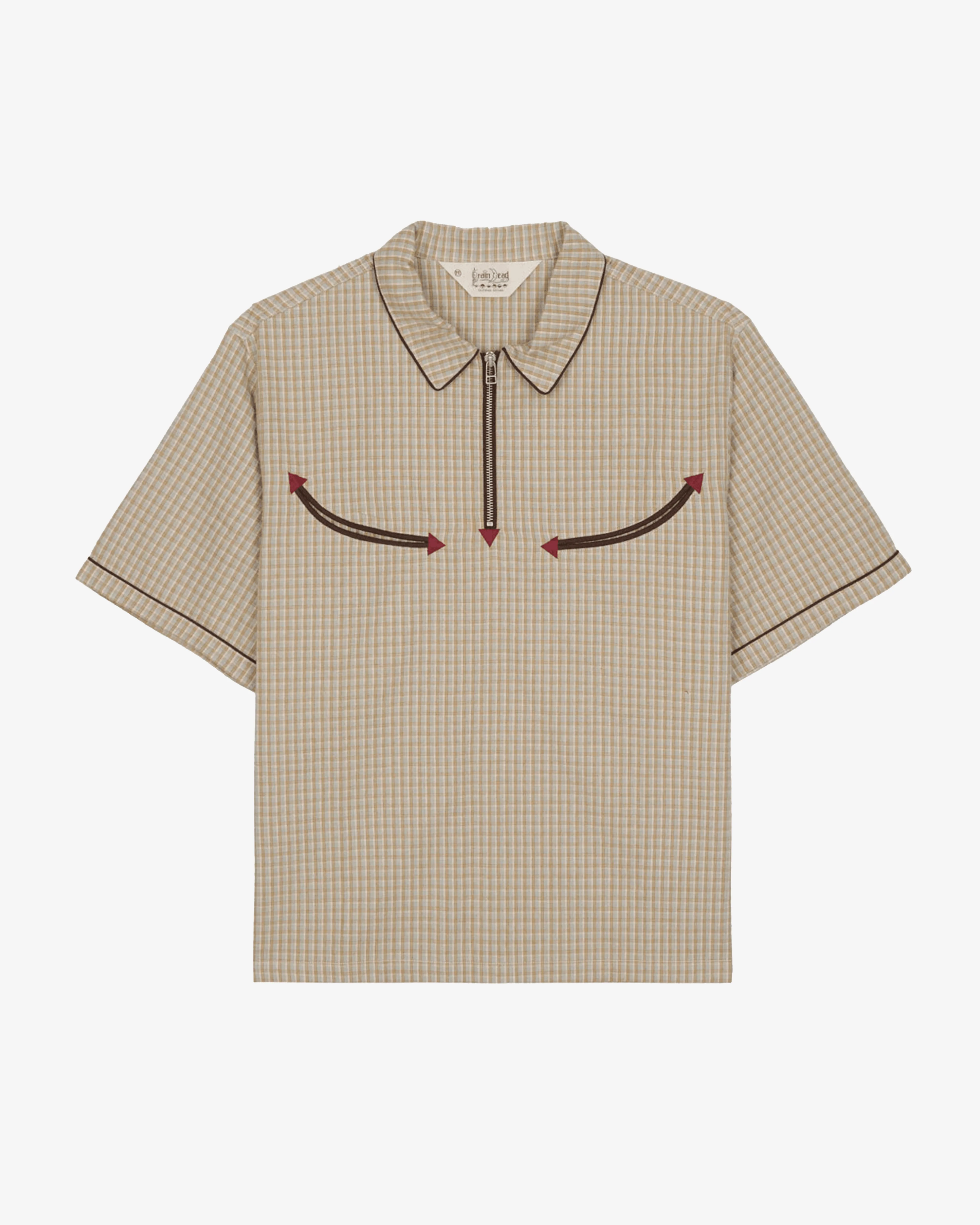BRAIN DEAD - Men's Check Western Shirt - (Off-White)