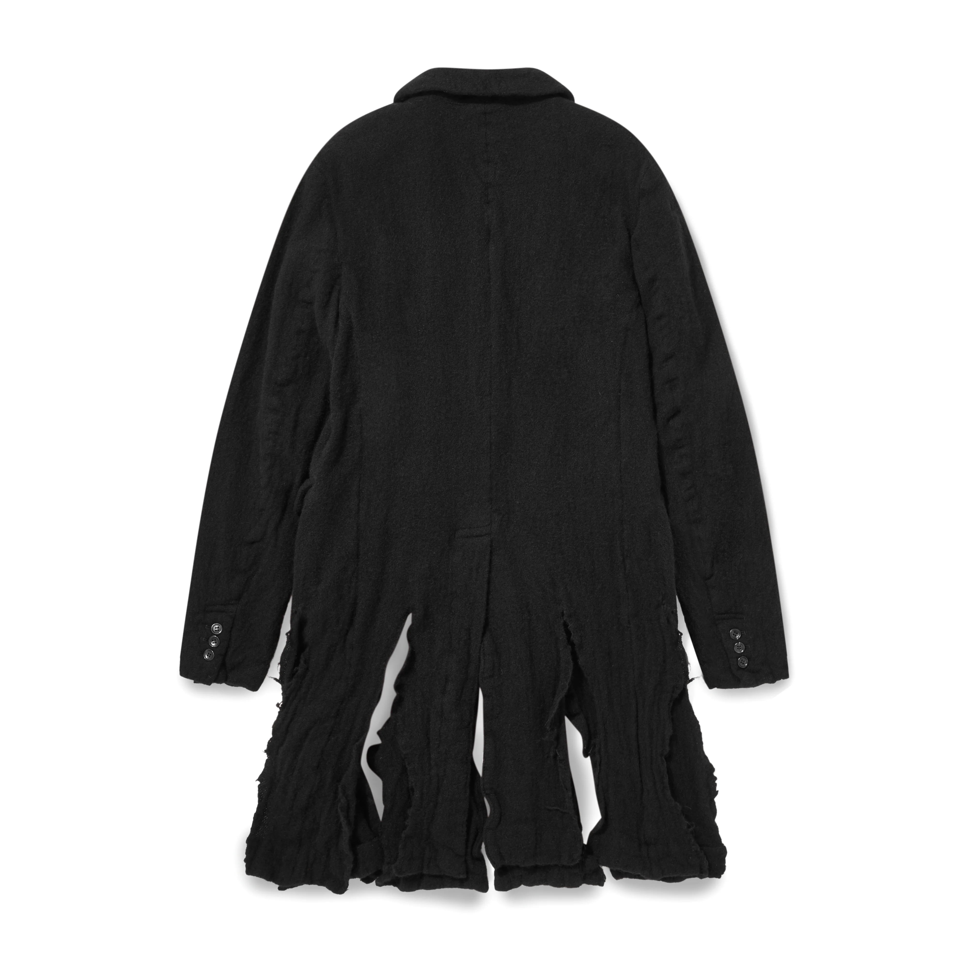 Black Comme Des Garçons - Long Boiled Wool Jacket - (Black) - Image 2