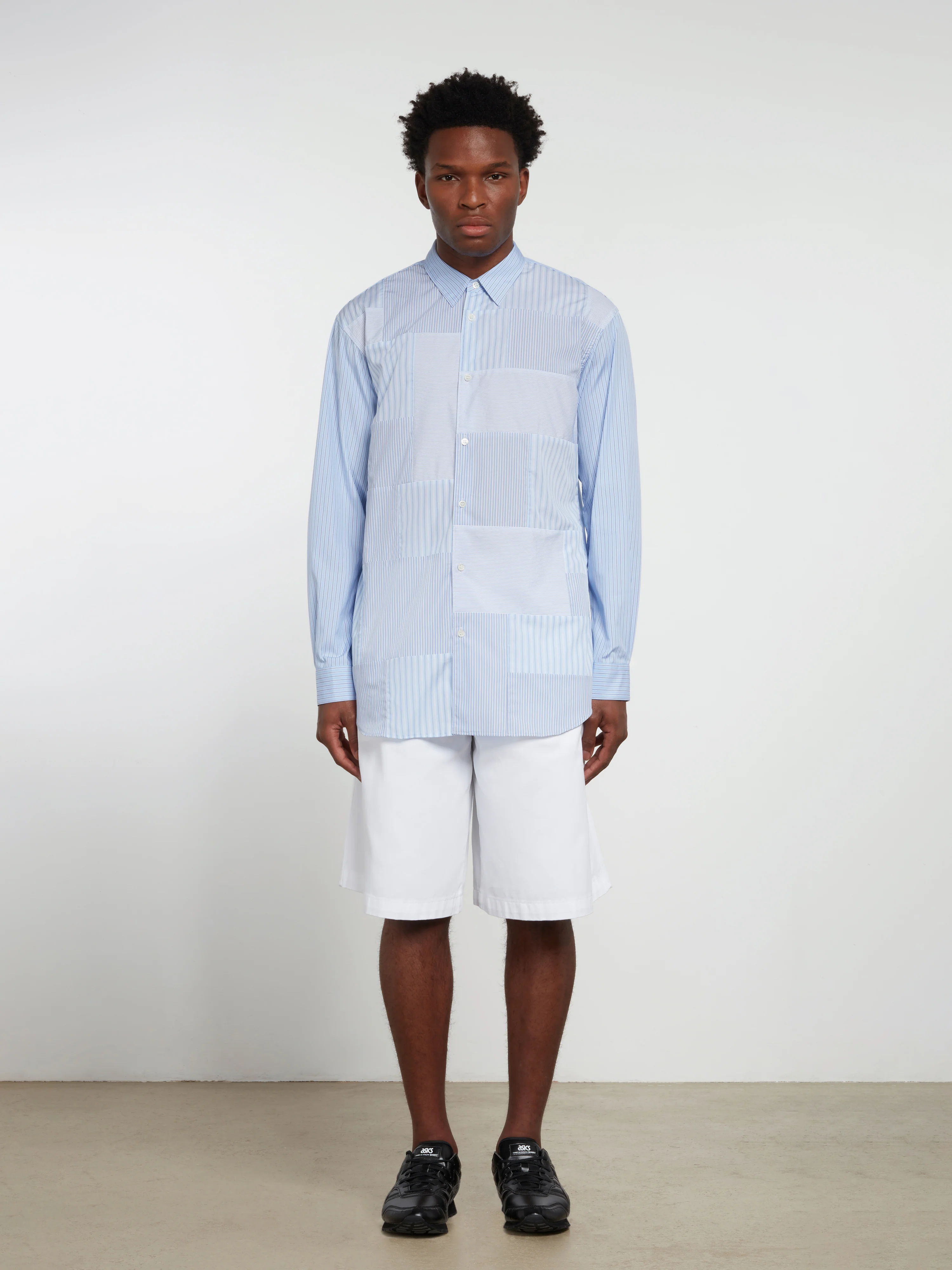 CDG SHIRT FOREVER - Classic Fit Patchwork Stripe Shirt - Image 2