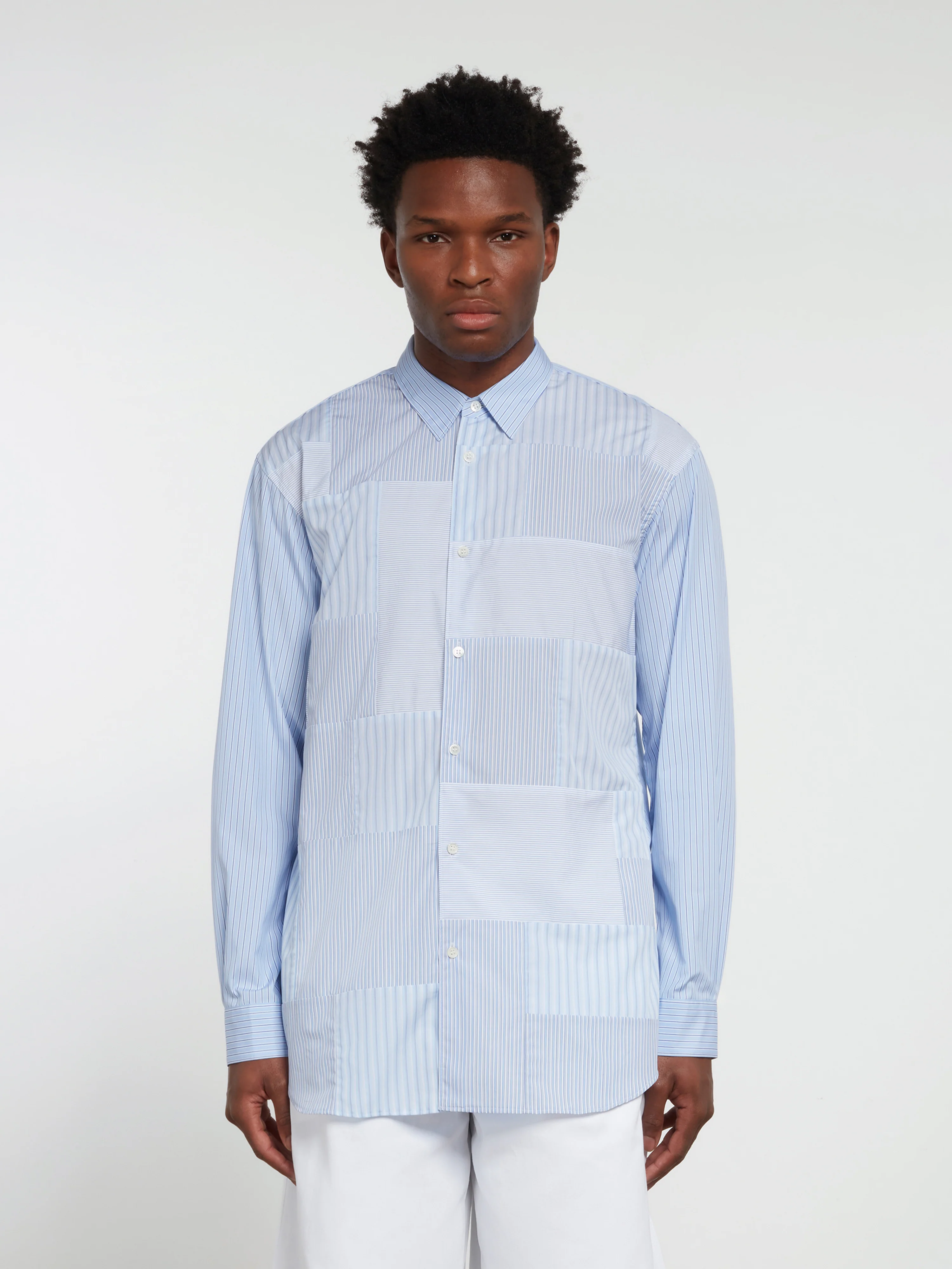 CDG SHIRT FOREVER - Classic Fit Patchwork Stripe Shirt - Image 3