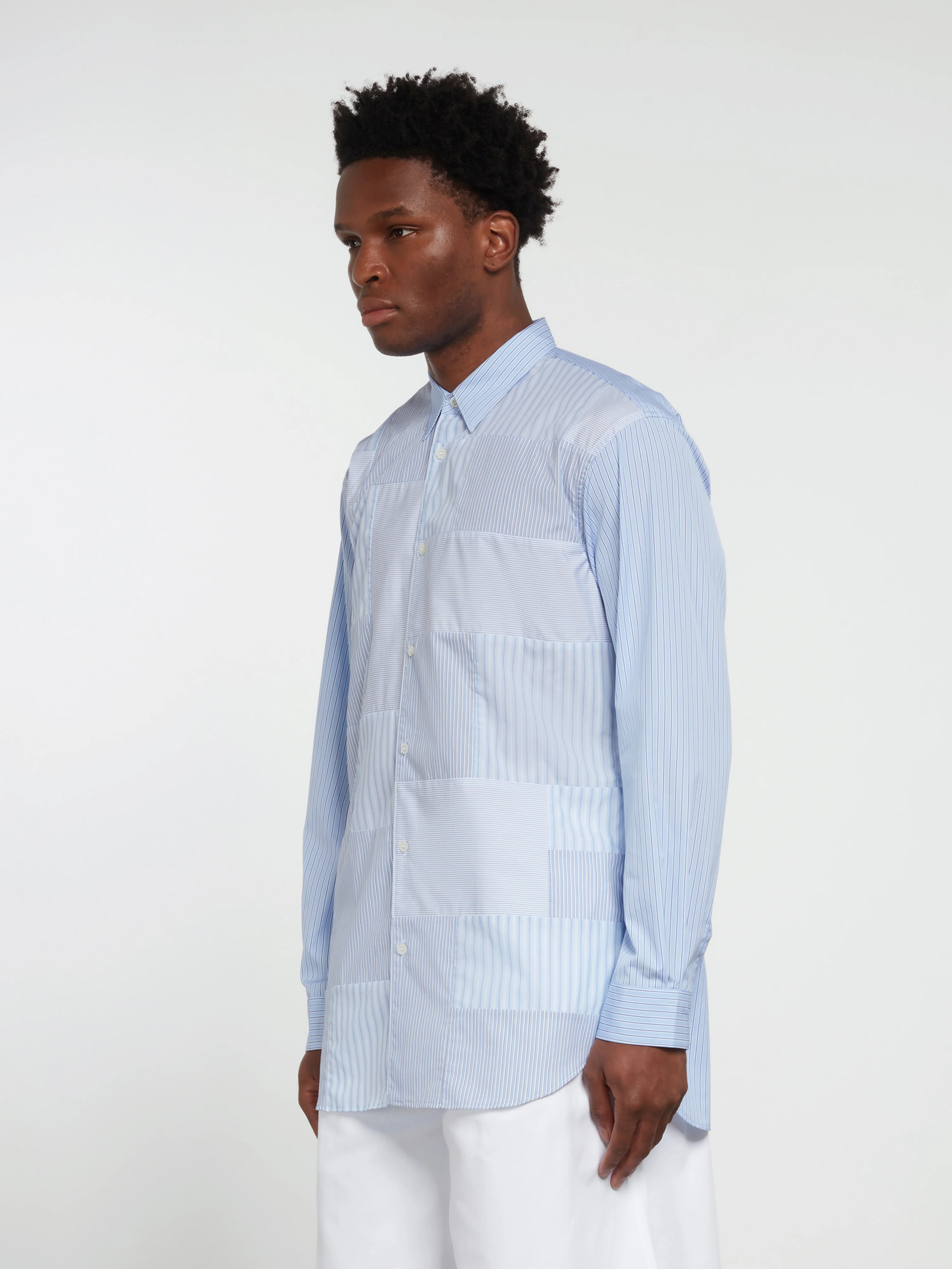 CDG SHIRT FOREVER - Classic Fit Patchwork Stripe Shirt - Image 4