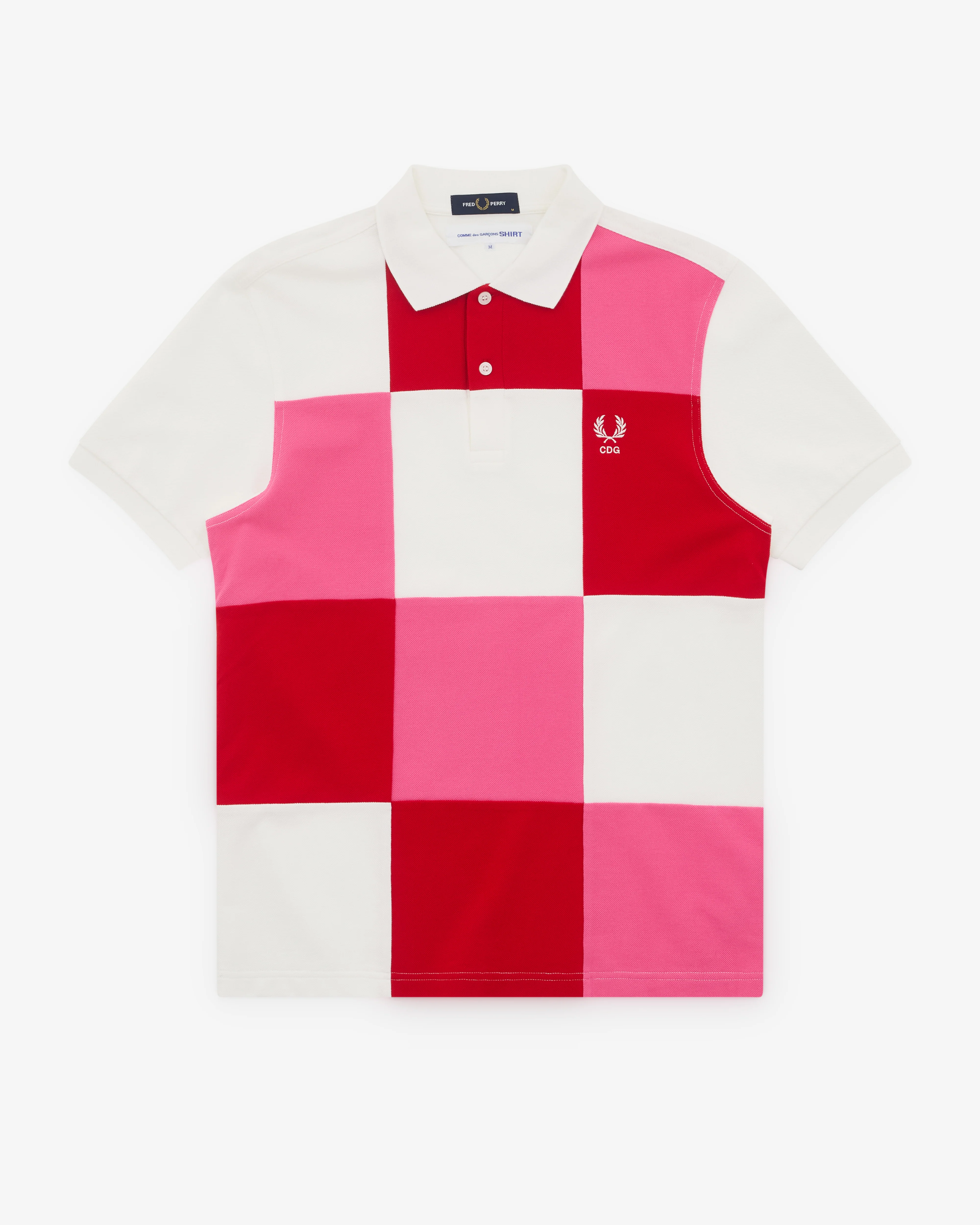 CDG Shirt - Men's Fred Perry Square Patchwork - (White)