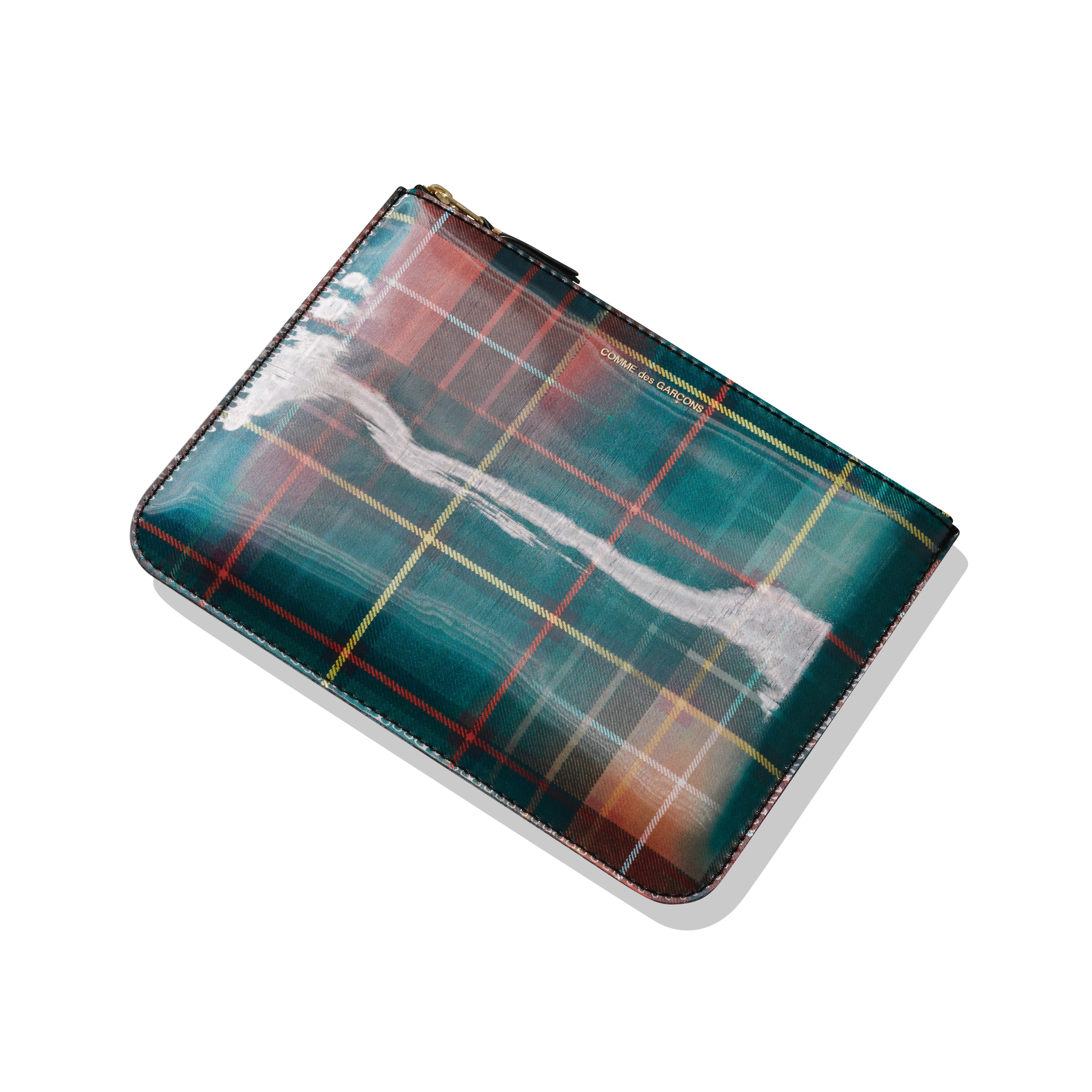 Cdg Wallet - Lenticular Tartan Zip Pouch - (Red/Green) - Image 3