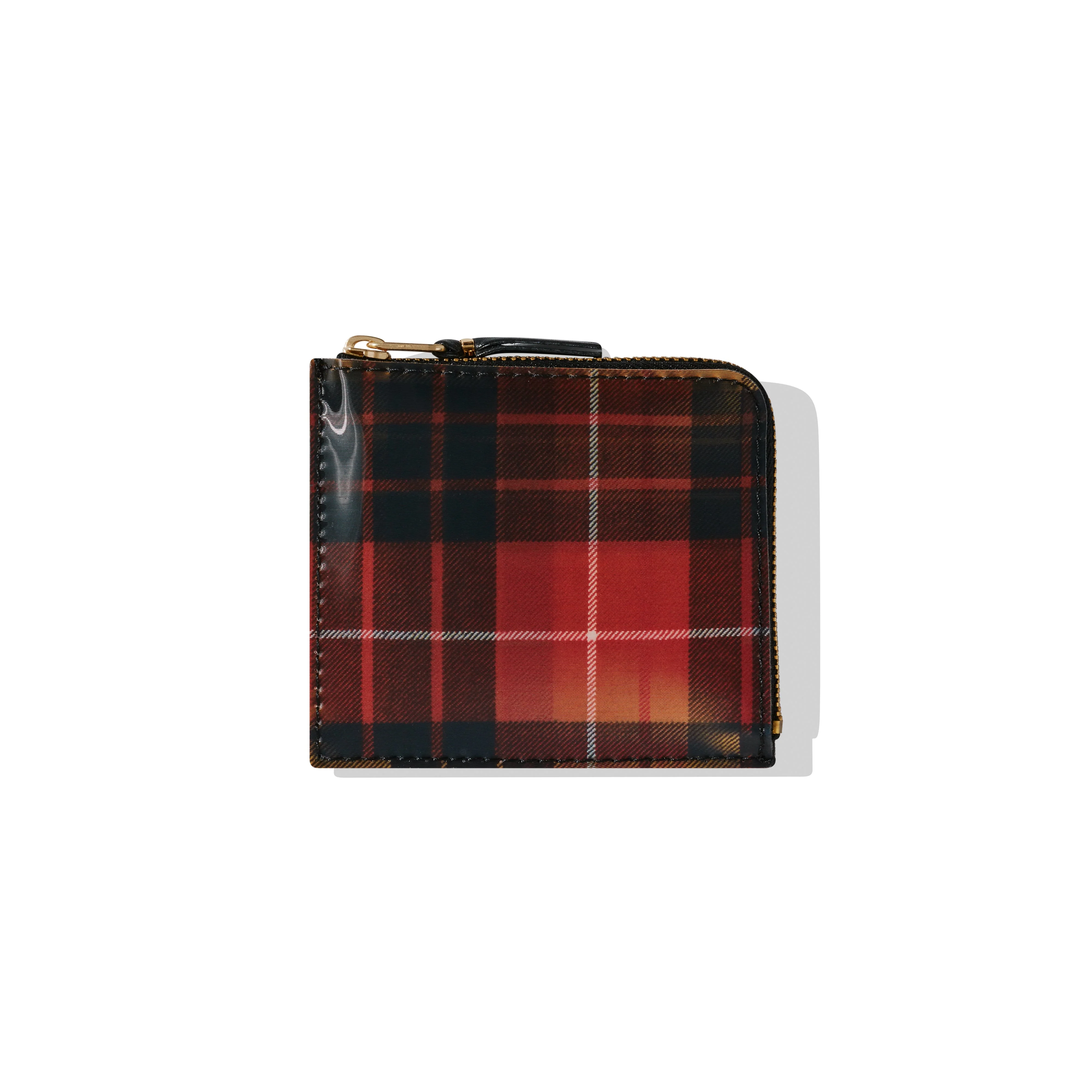 CDG Wallet - Lenticular Tartan Zip Around Wallet - (Red/Yellow)