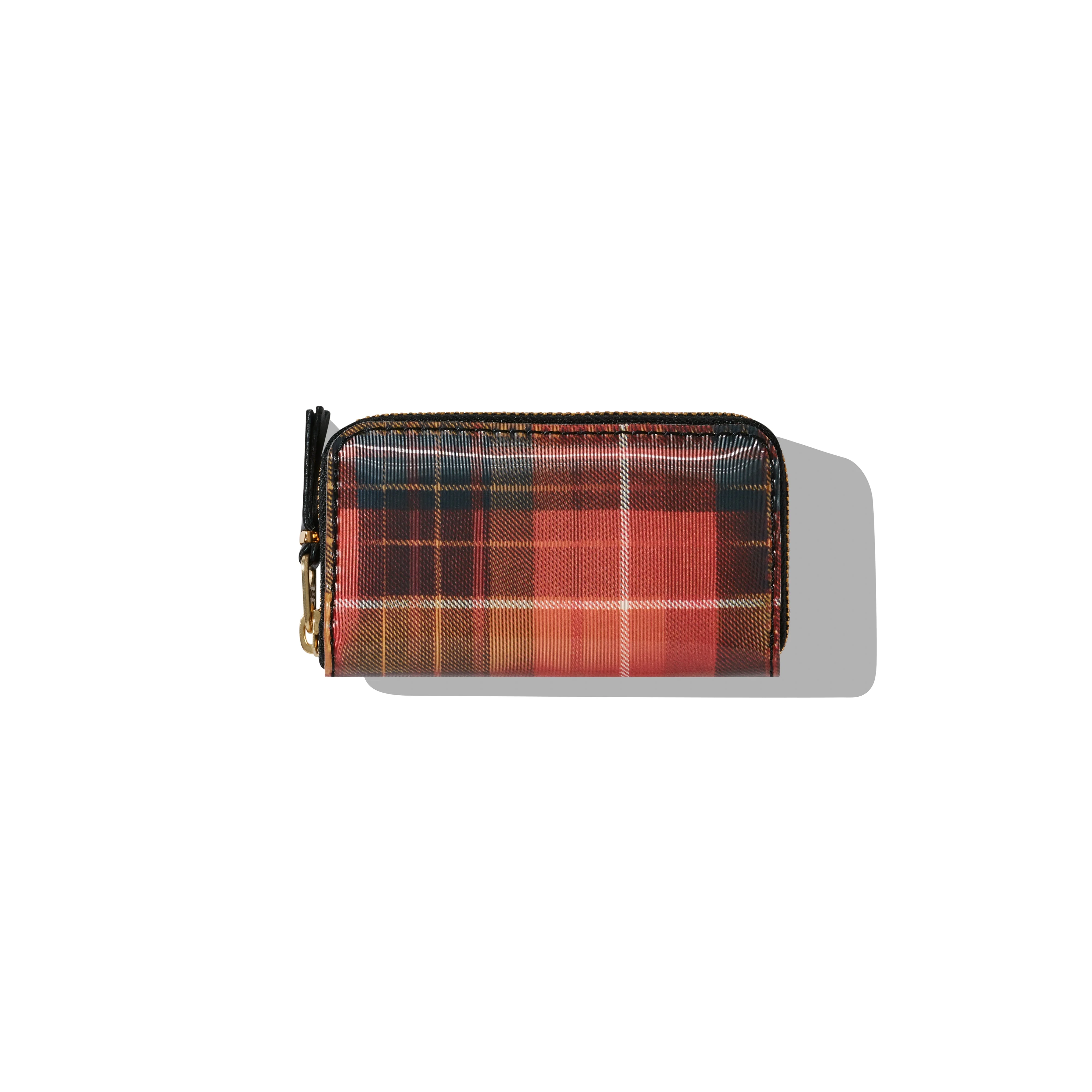 Cdg Wallet - Lenticular Tartan Rectangular Zip Around Wallet - (Red/Yellow)