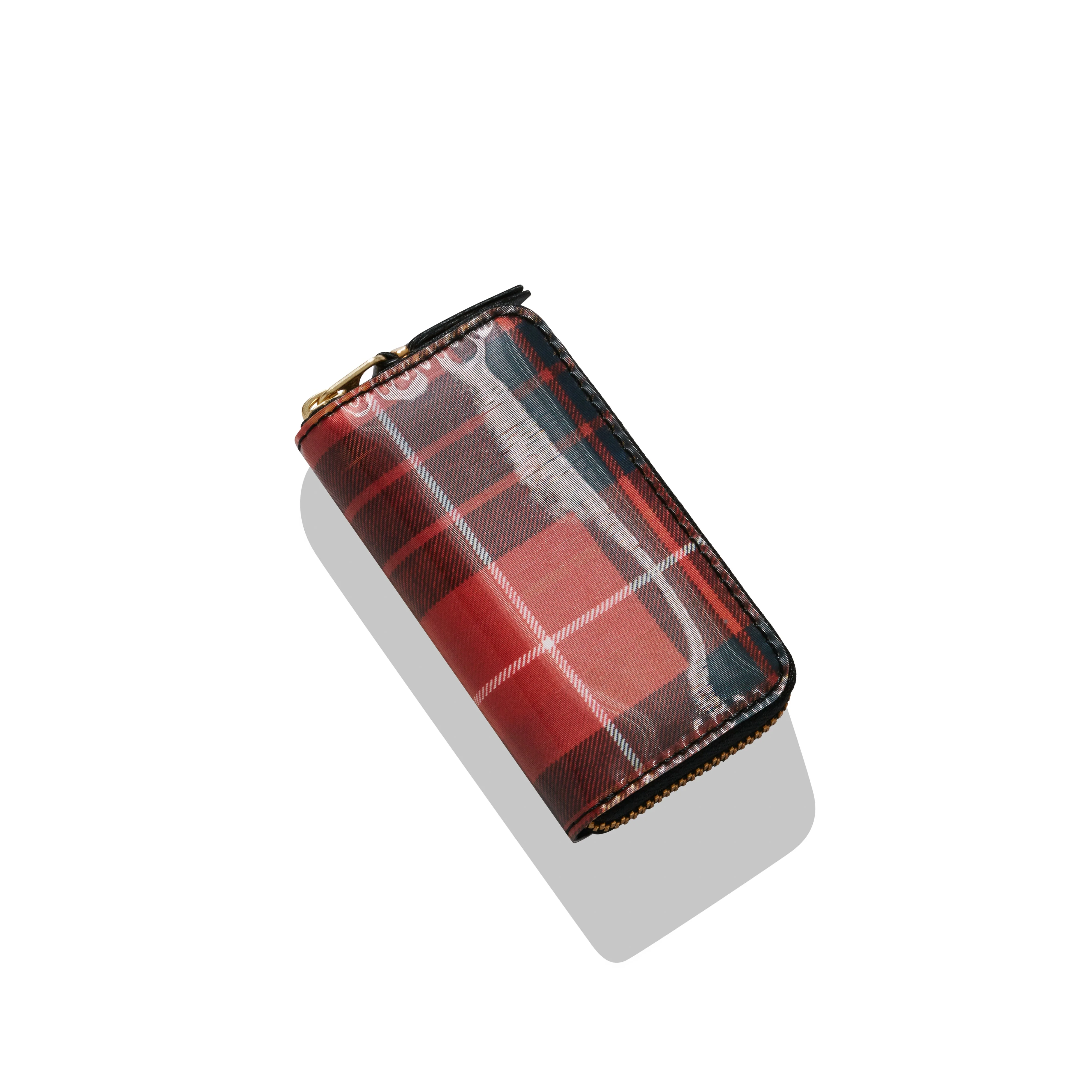 Cdg Wallet - Lenticular Tartan Rectangular Zip Around Wallet - (Red/Yellow) - Image 3