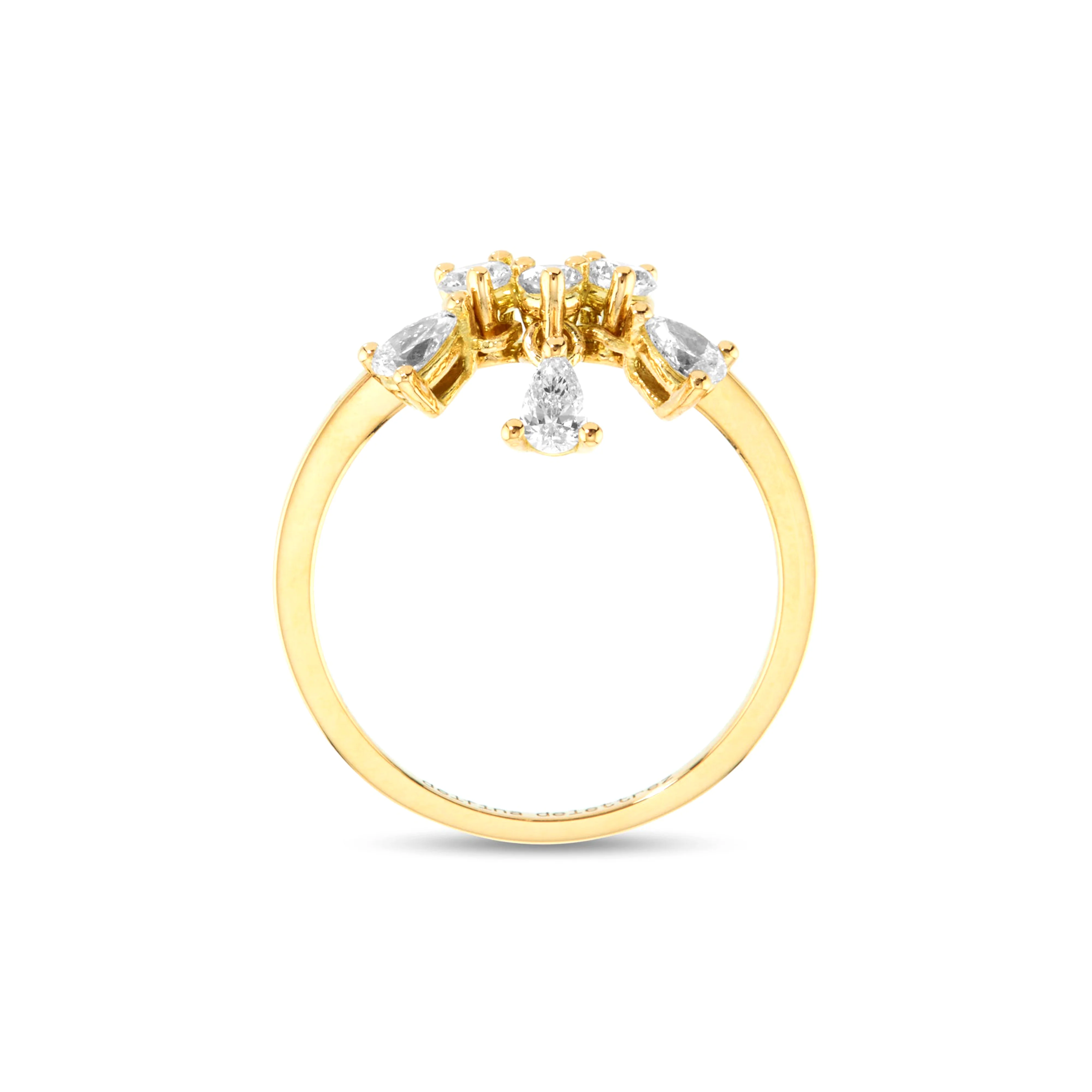 DELFINA DELETTREZ - Dancing Diamonds Flower Ring - (Yellow Gold) - Image 3