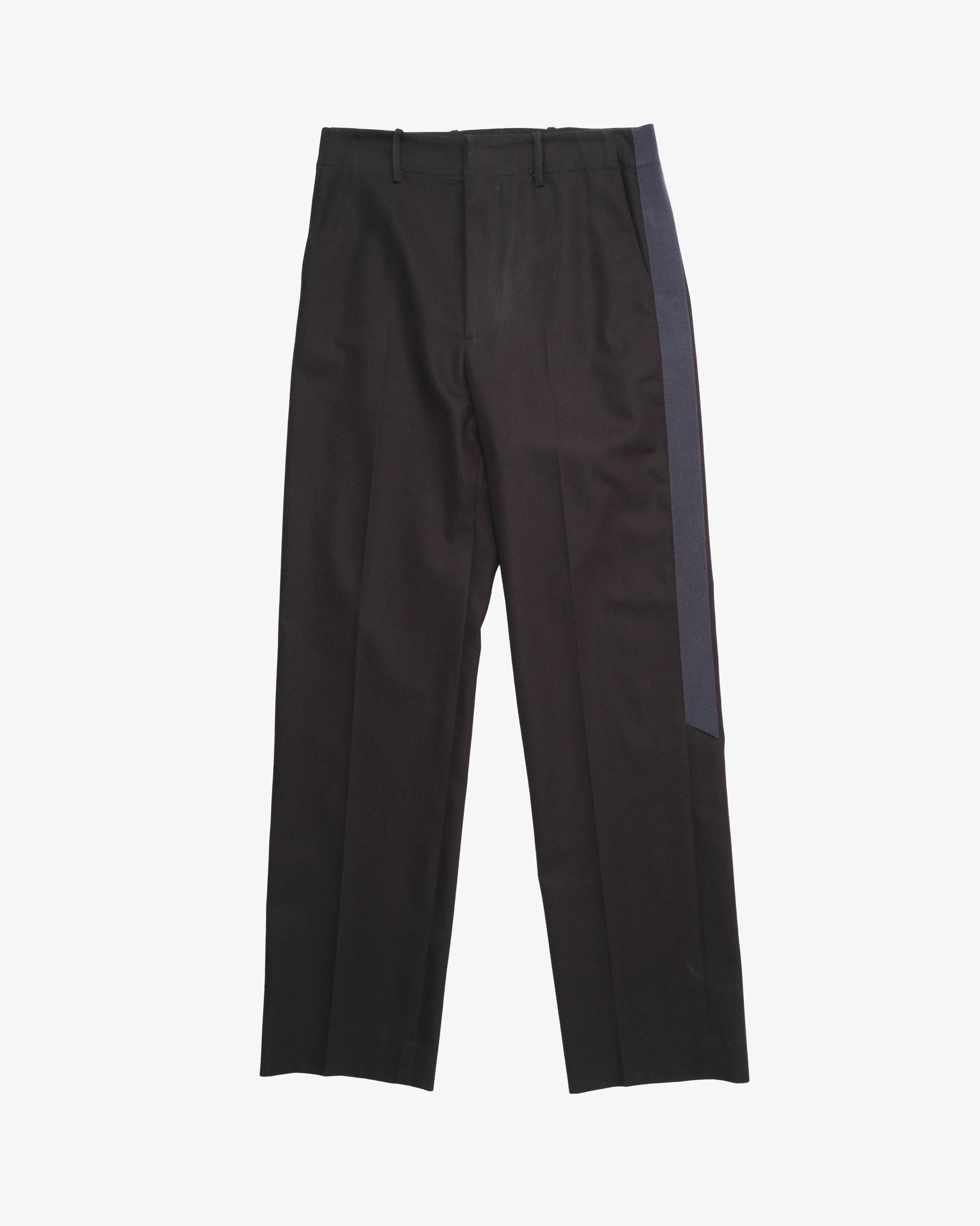DERRICK - Men's Broken Stripe Tuxedo Trouser - (Charcoal)