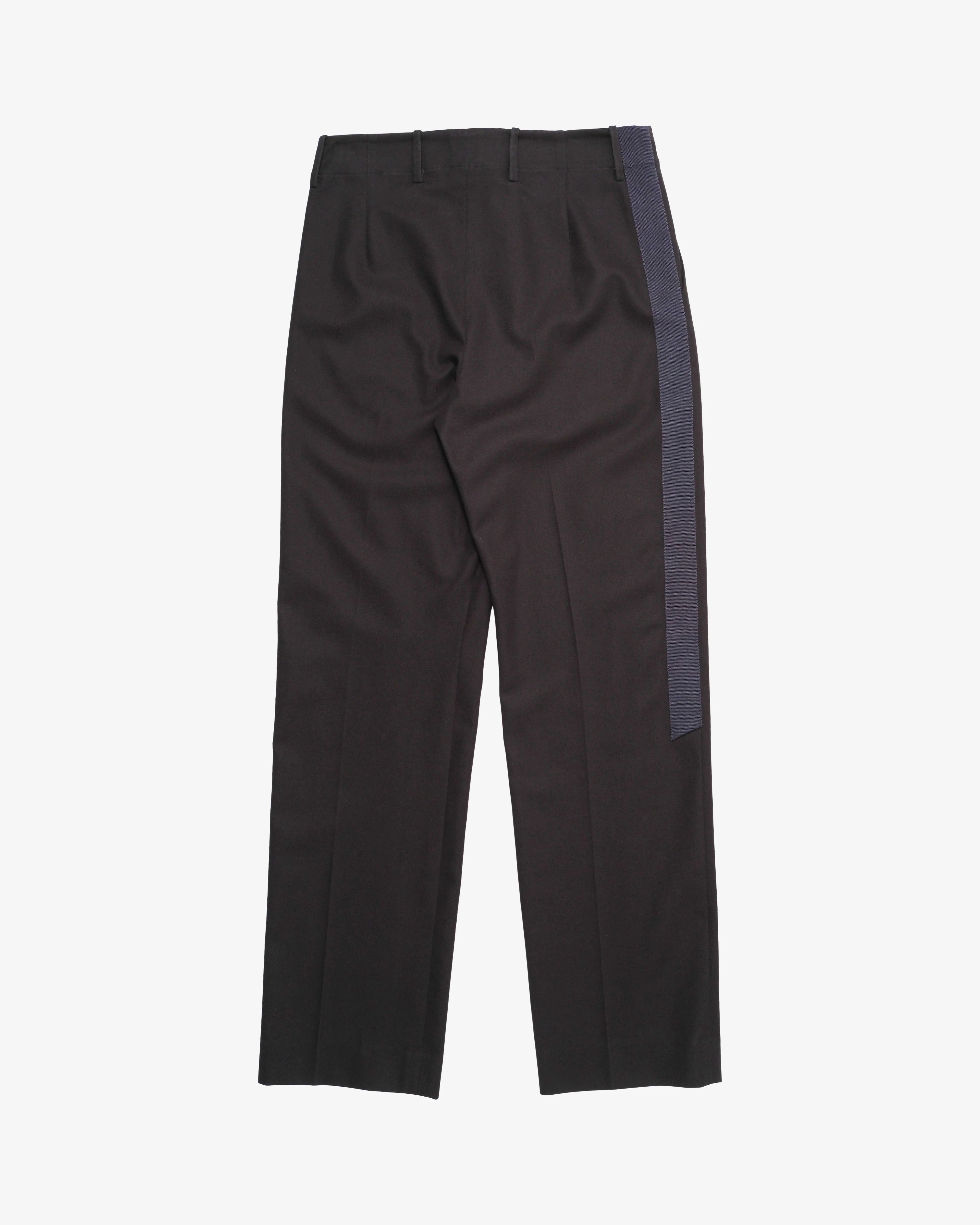 DERRICK - Men's Broken Stripe Tuxedo Trouser - (Charcoal) - Image 2