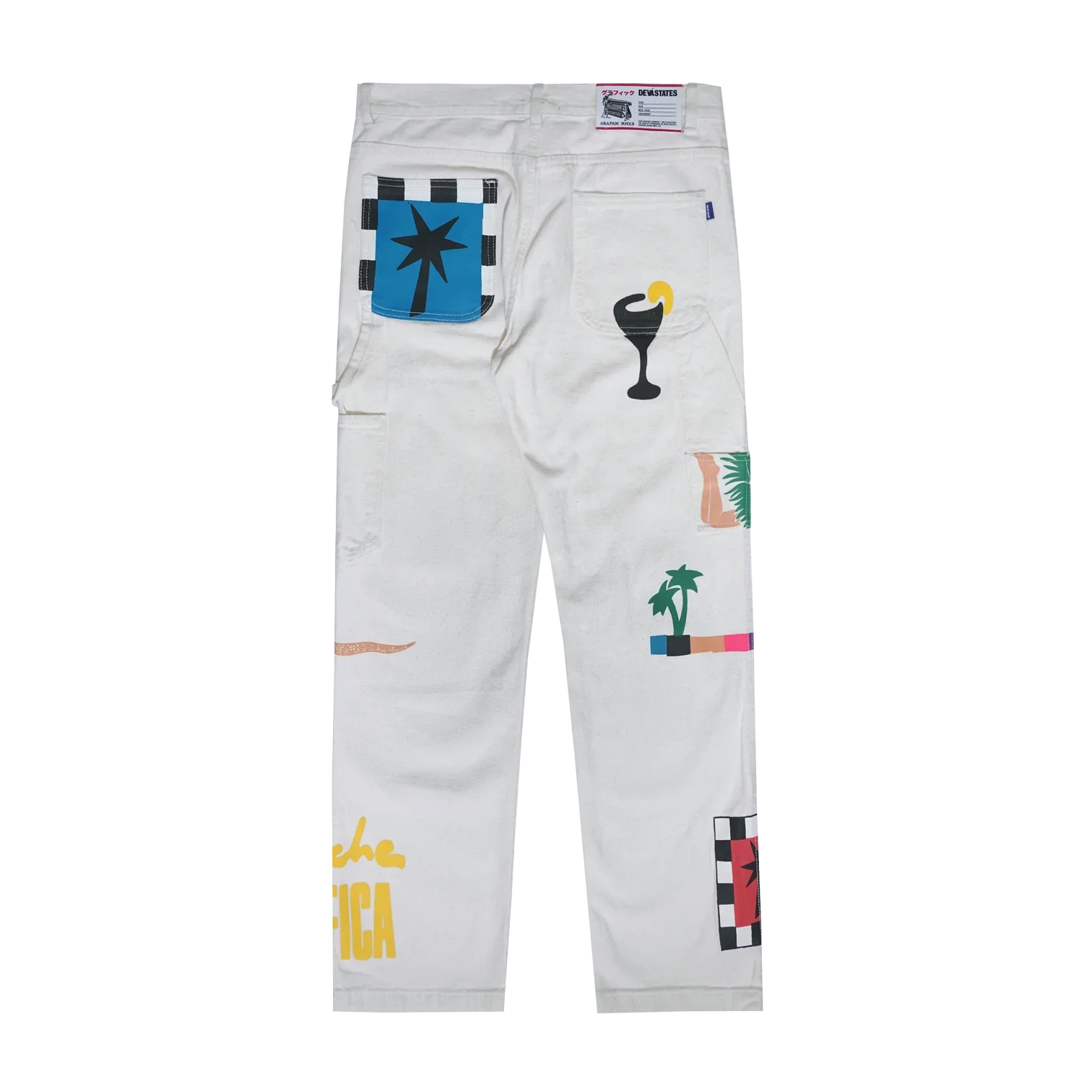 DEVÃ STATES - PALMERA Double Knee Printed Pants - (White) - Image 2