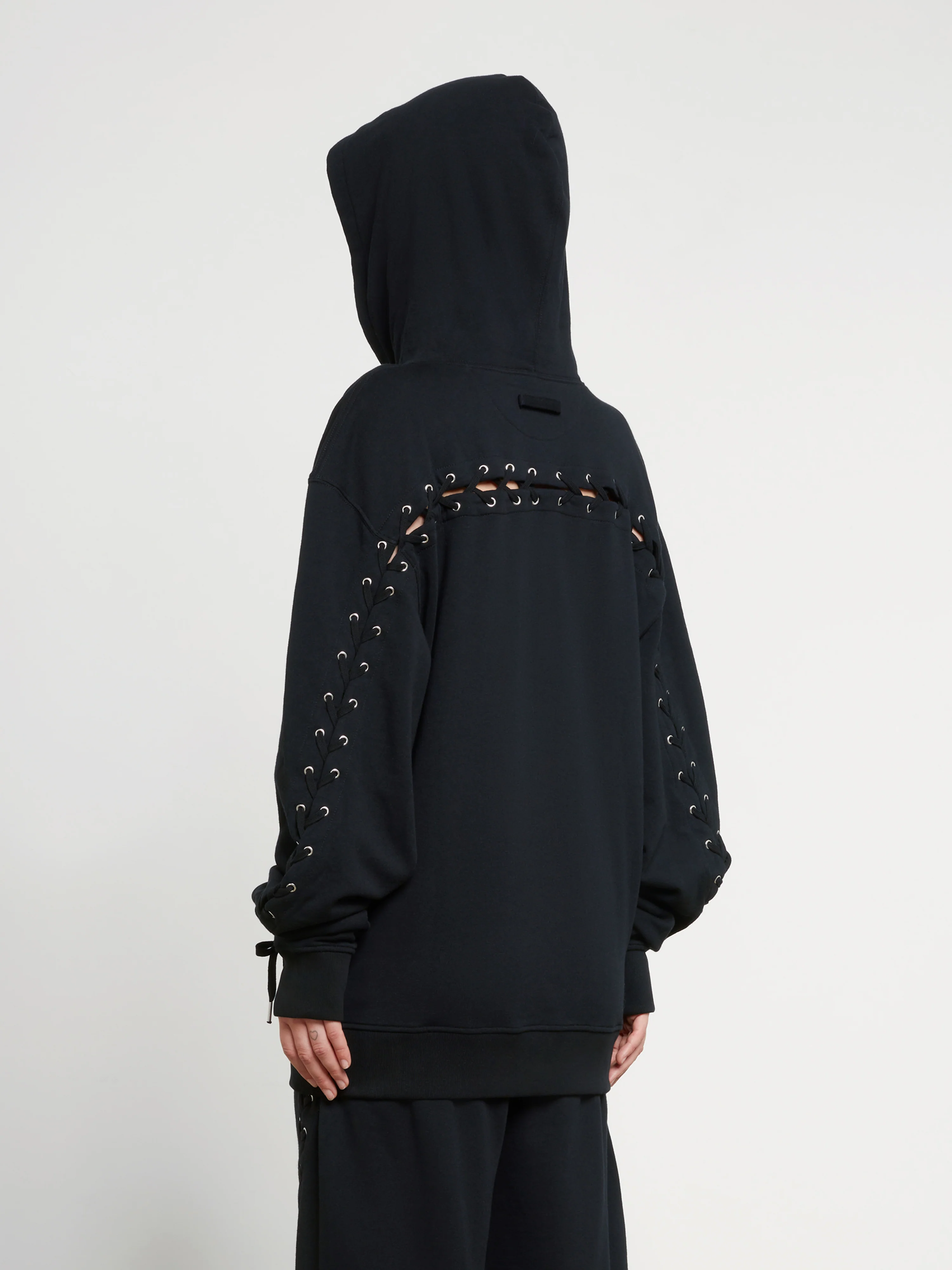 Jean Paul Gaultier - Oversize Laced Hoodie - (Black) - Image 3