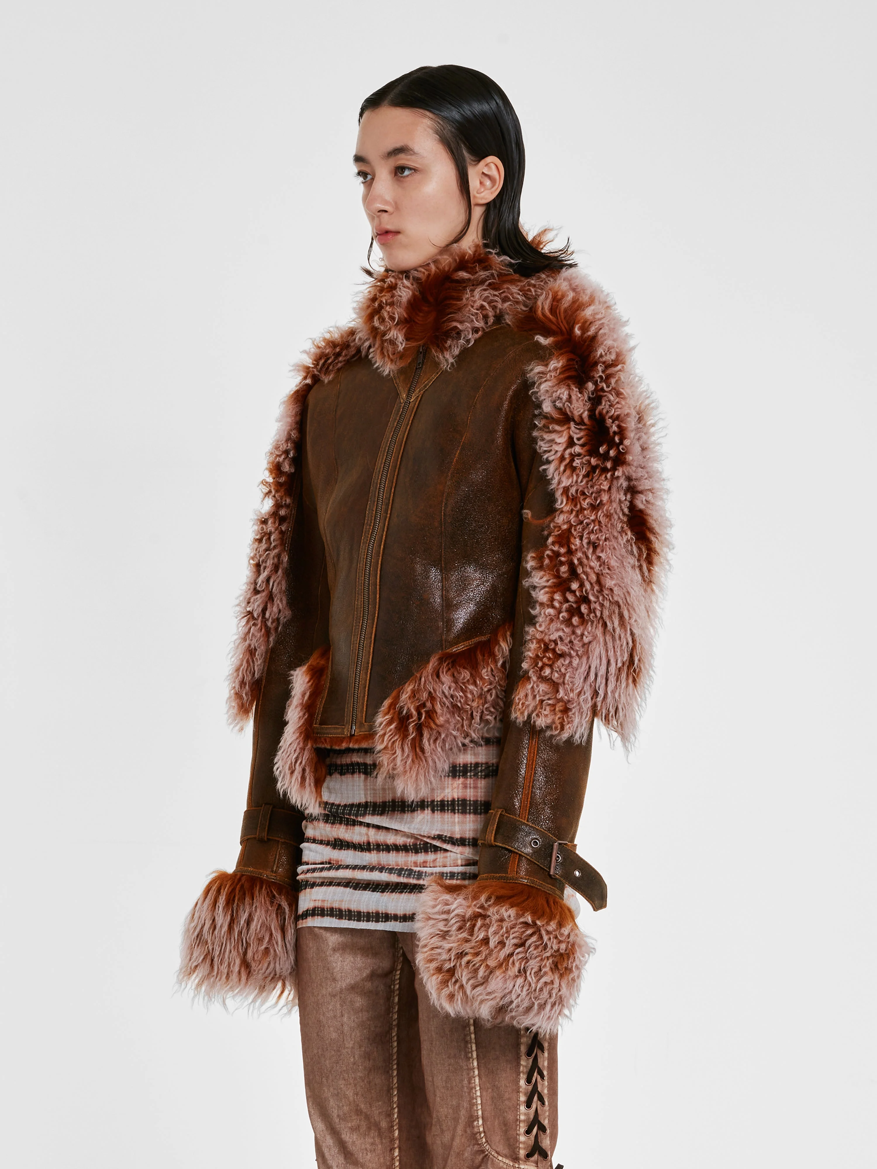 Jean Paul Gaultier - Knwls Women'S Shearling Jacket - (Brown/Lilac) - Image 3