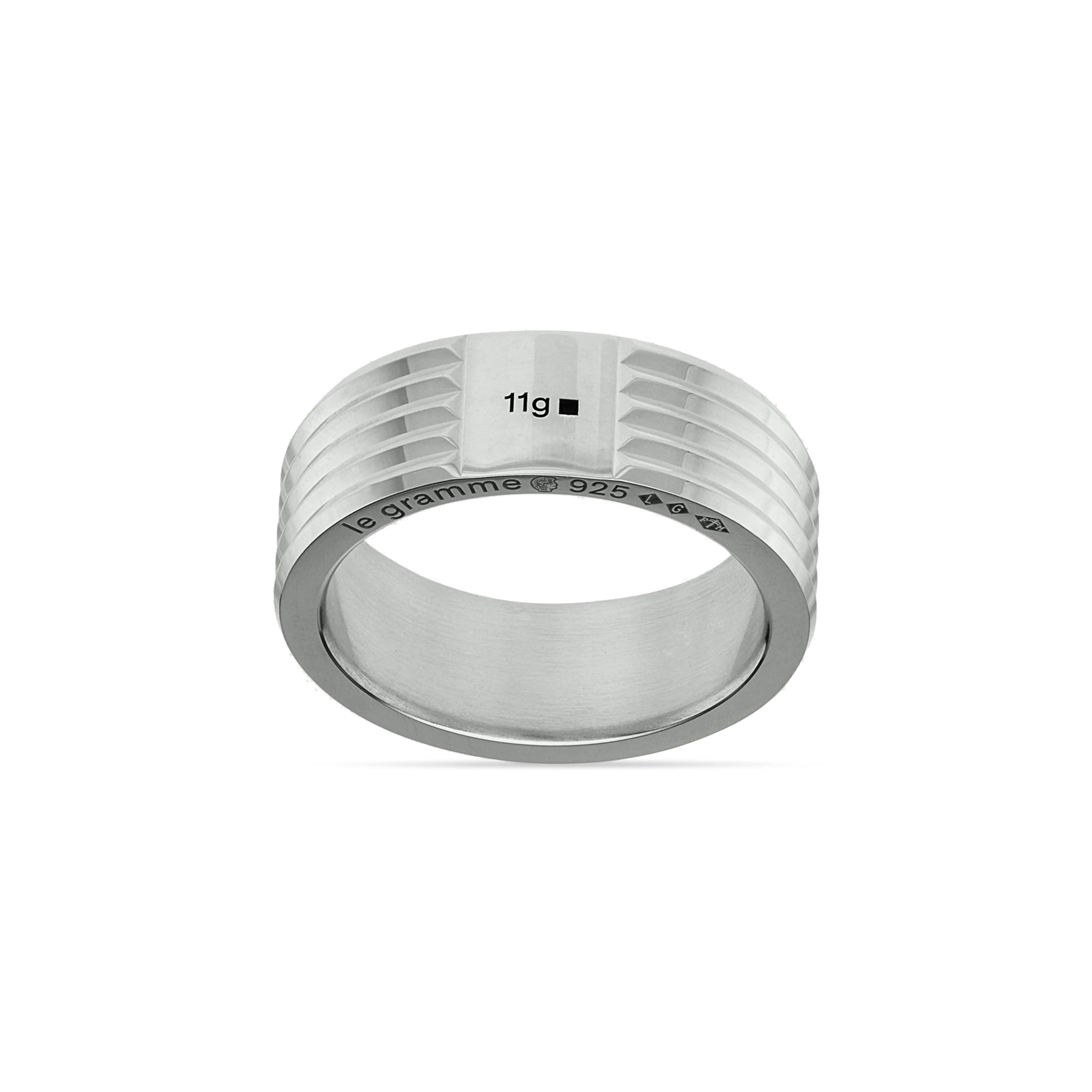 LE GRAMME - 11g Guilloche Horizontal Ring Horizontal Silver