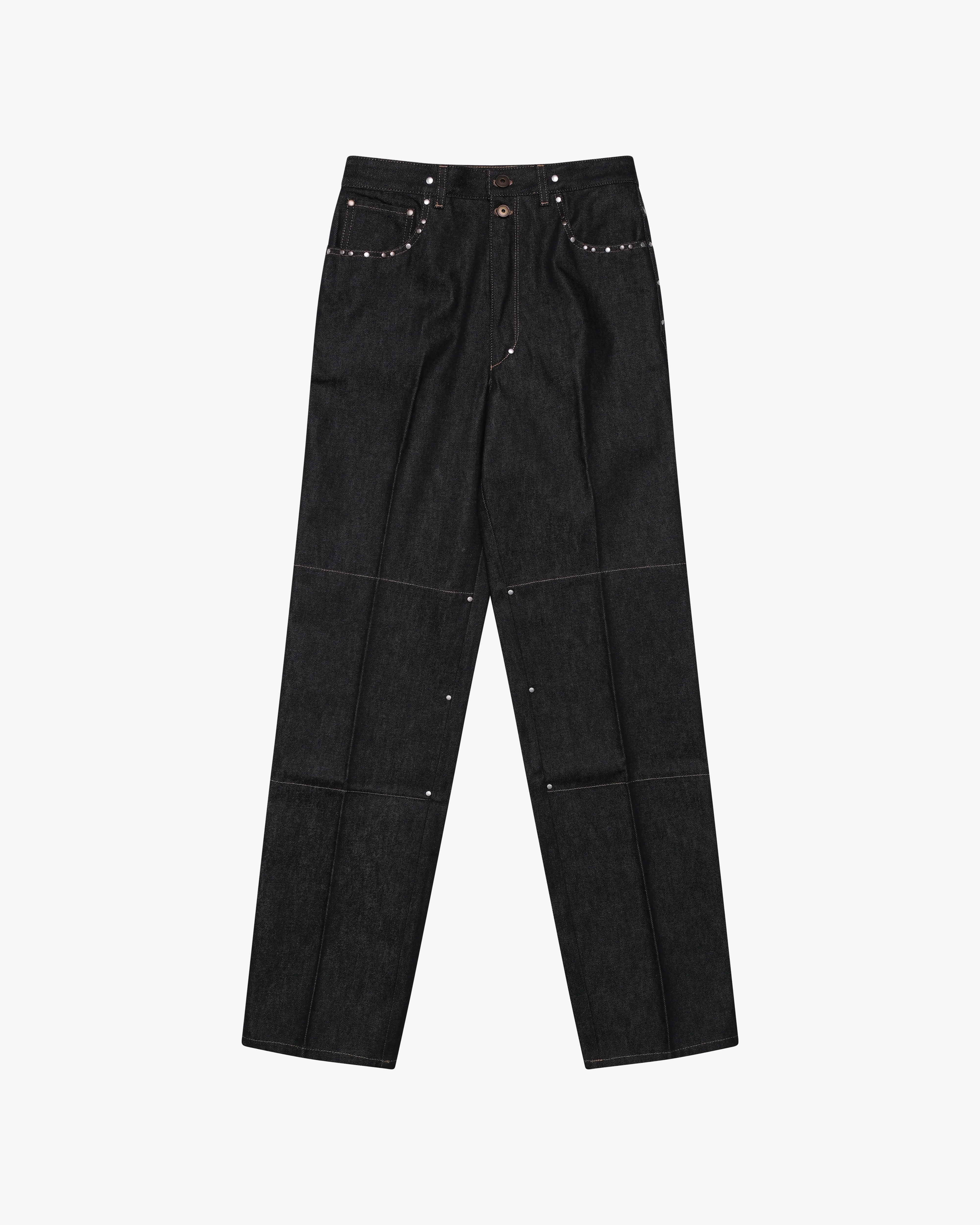 Lemaire - Women's High Waisted Straight Pants With Studs - (Denim)