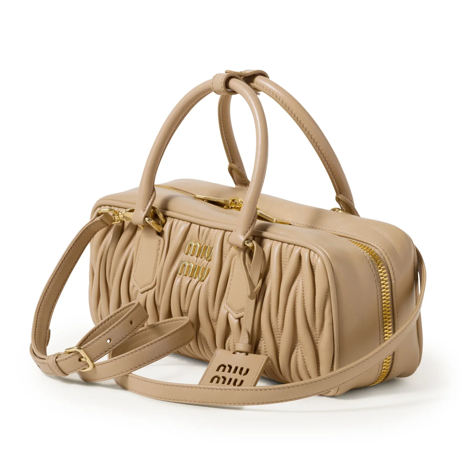 MIU MIU - Women's Arcadie Matelassé Nappa Leather Bag - (Sabbia) - Image 3