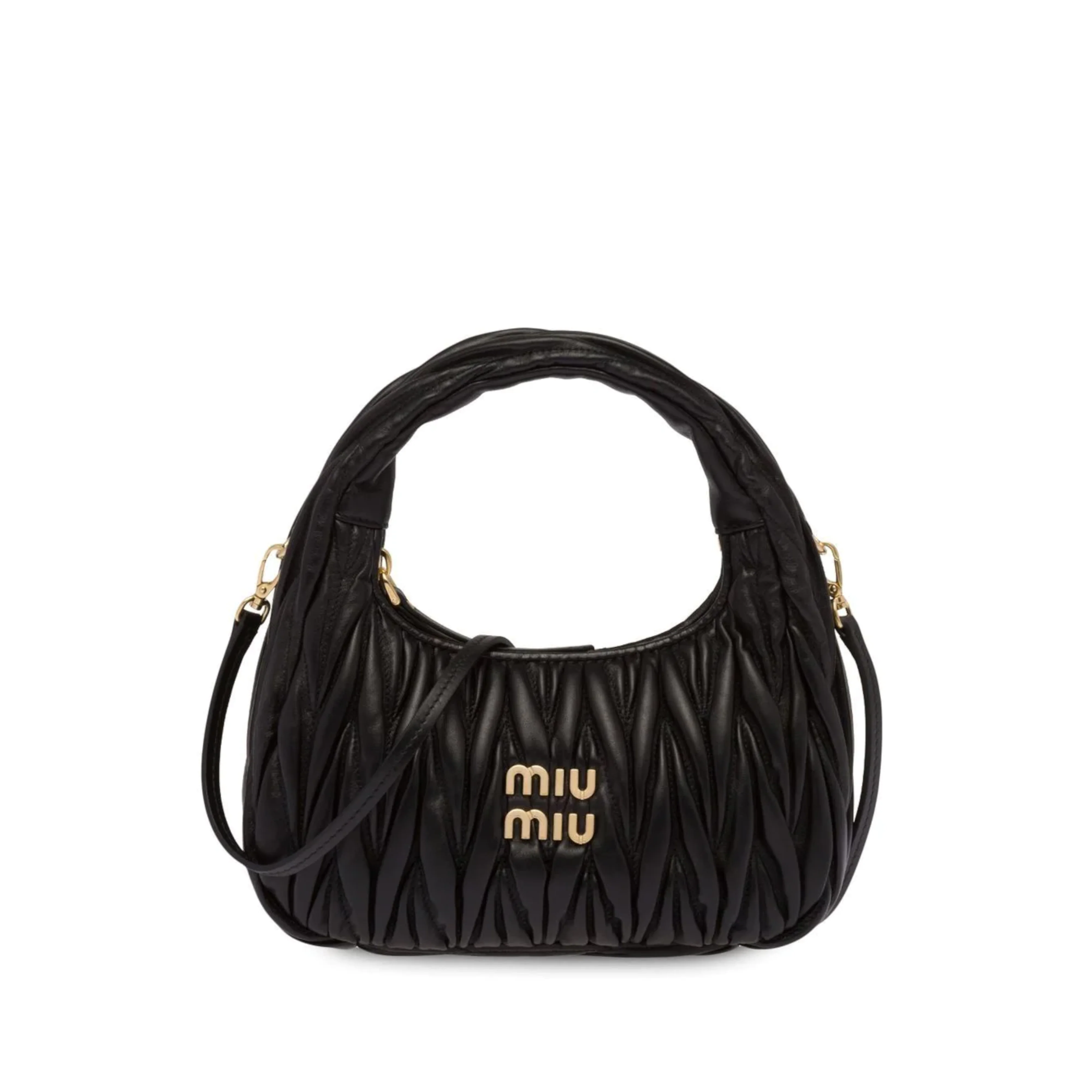 MIU MIU - Women's Miu Wander Matelasse Satin Mini Hobo Bag - (Black)