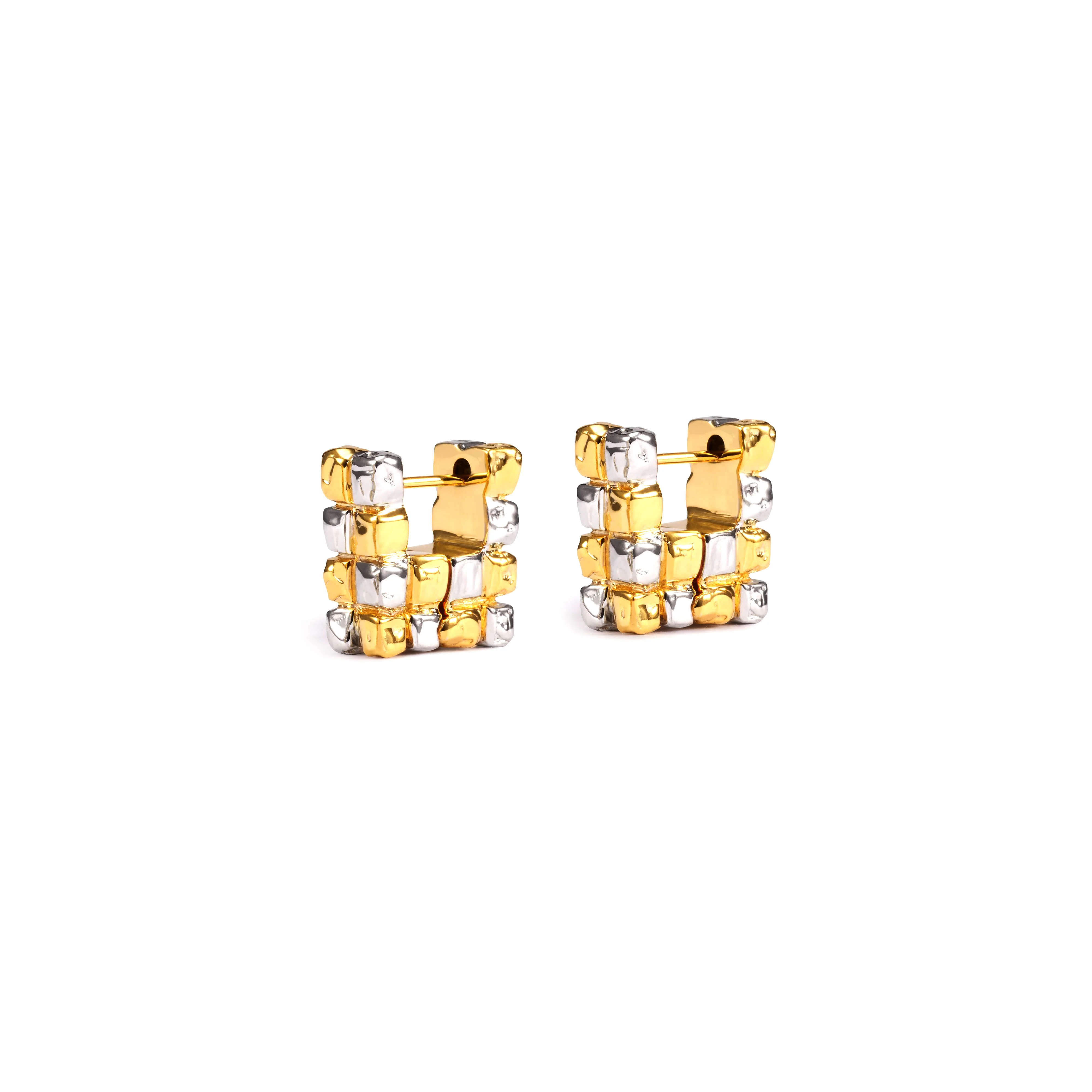 PATCHARAVIPA - Grid Earrings III - (Yellow Gold) - Image 2