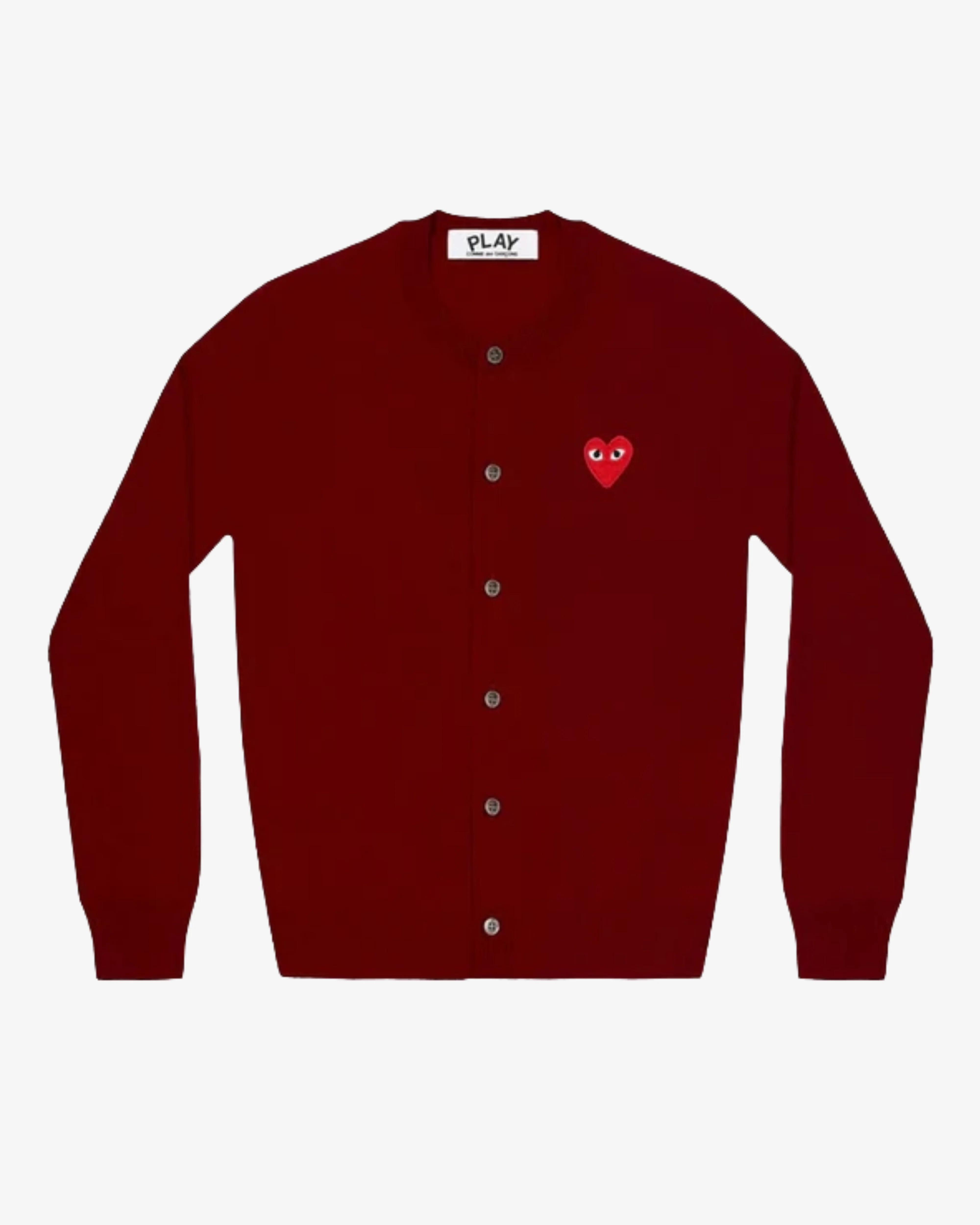 Play - Round-Neck Red Emblem Cardigan - (Burgundy)