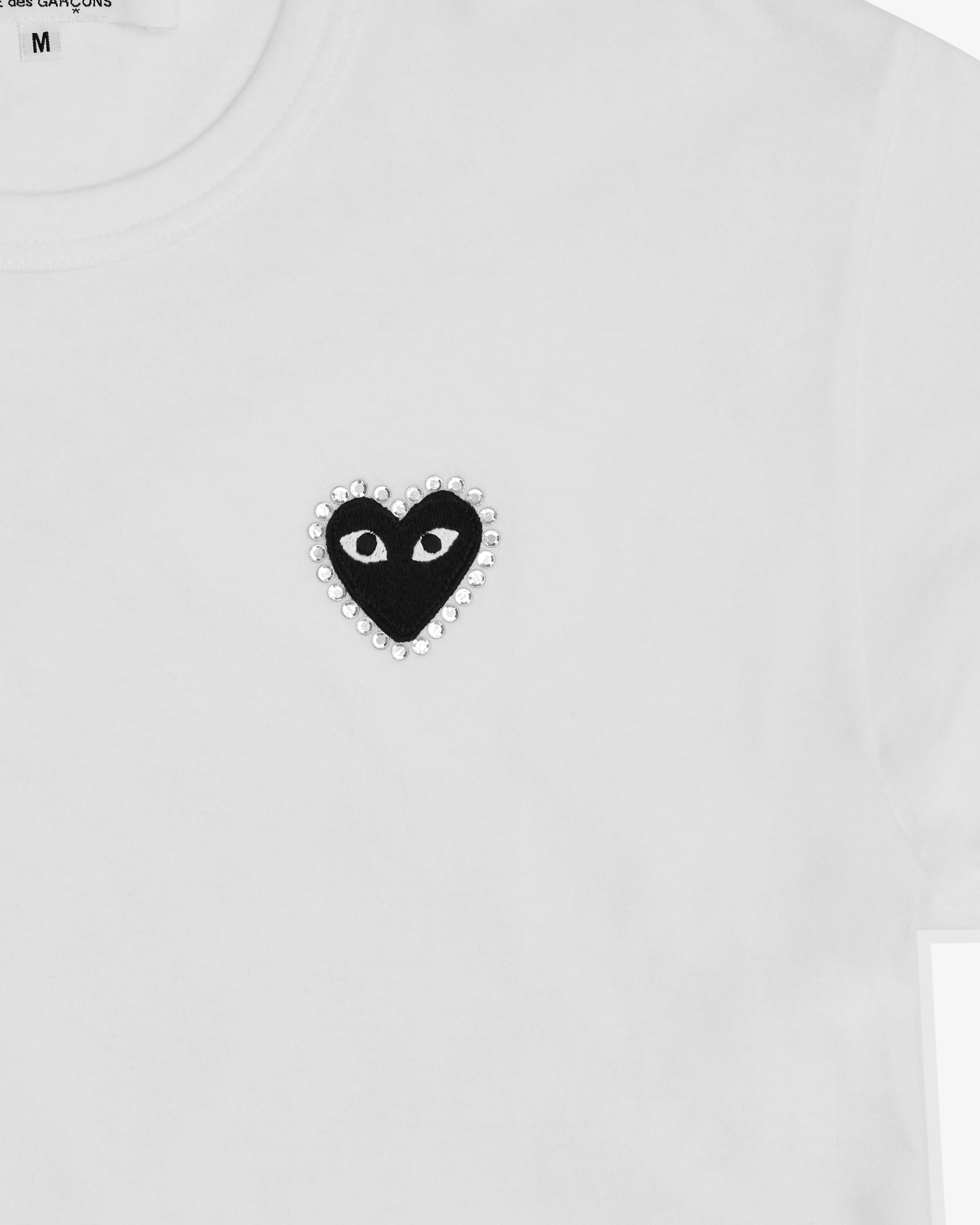 Play - Rhinestone Heart T-Shirt - (White/Black) - Image 2