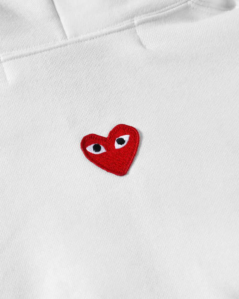 Play - Unisex Reverse Red Heart Zip Hooded - (White) - Image 3