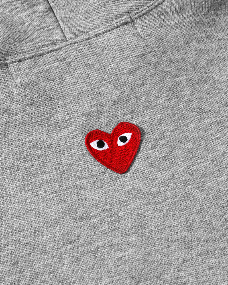 Play - Unisex Reverse Red Heart Zip Hooded - (Grey) - Image 3