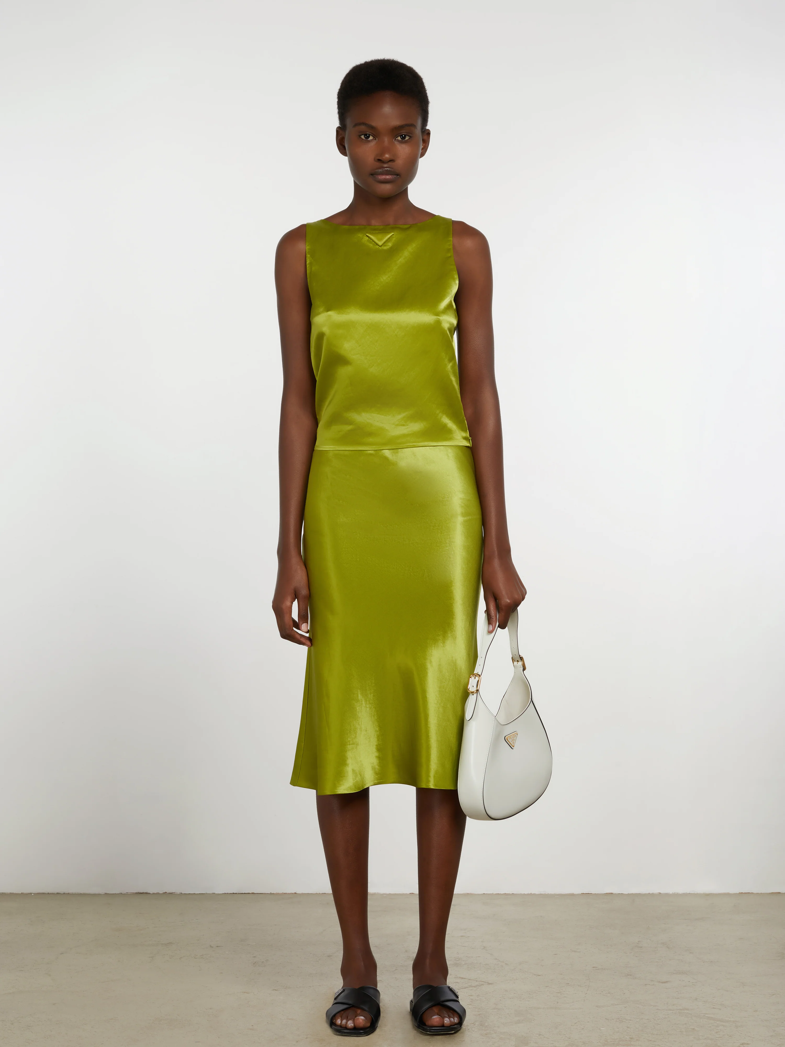 PRADA - Women's Satin Midi Skirt - (Green) - Image 2