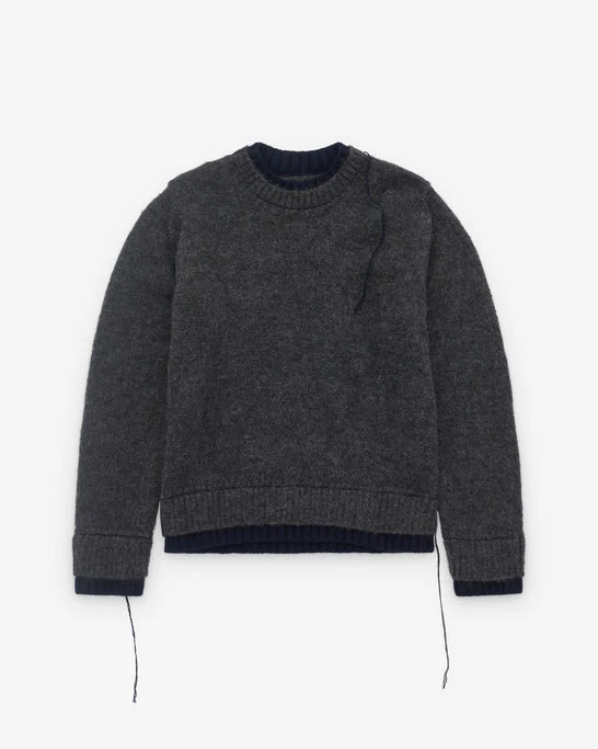 SACAI - Men's Wool Knit Pullover - (Grey301) - Image 2