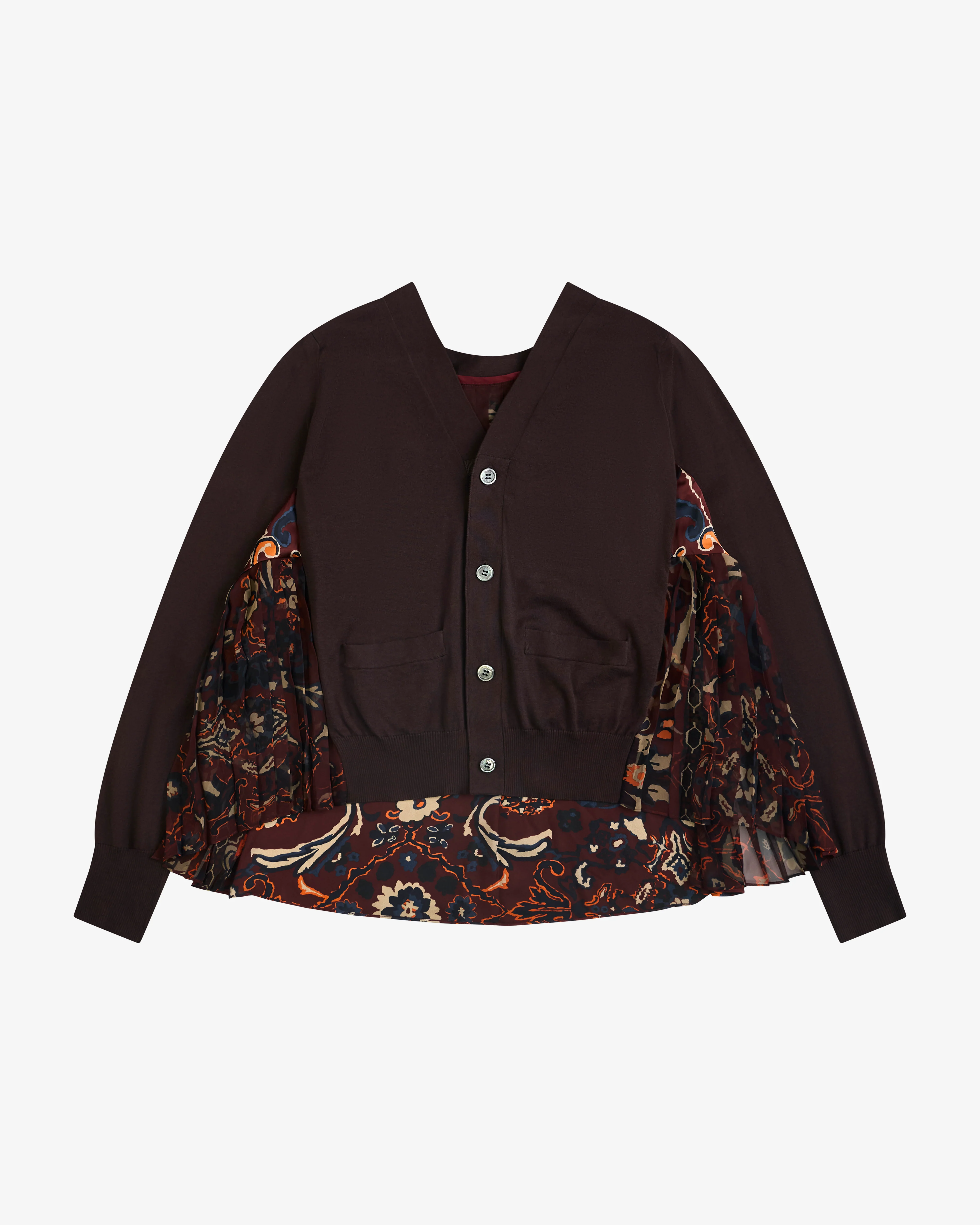 SACAI - Women's Floral Print Cardigan - (Brown616)