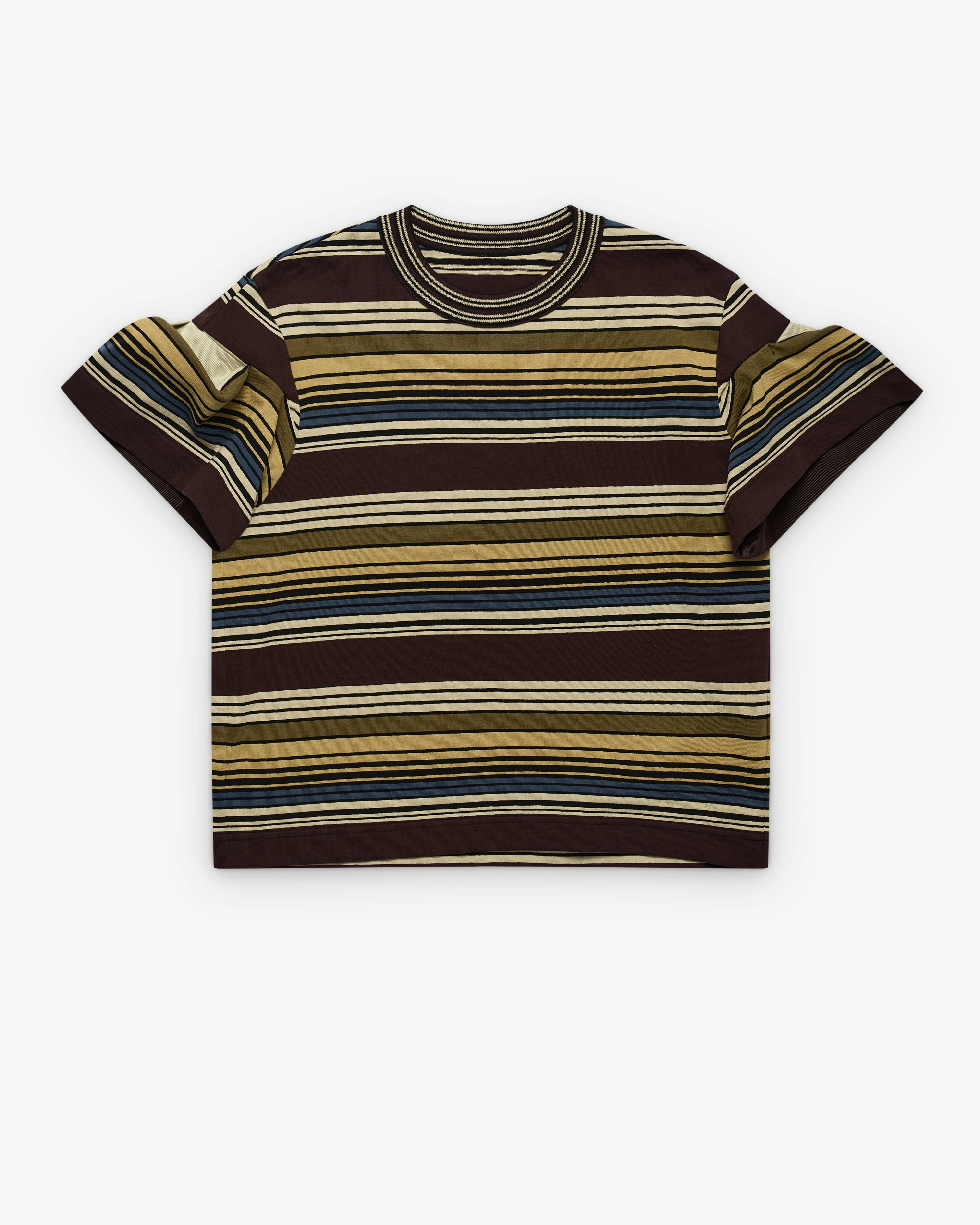 SACAI - Women's Horizontal Stripe T-Shirt - (Brown)