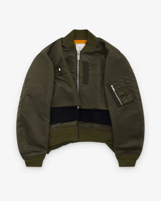 SACAI - Women's Nylon Twill X Wool Melton Blouson - (Khaki531)