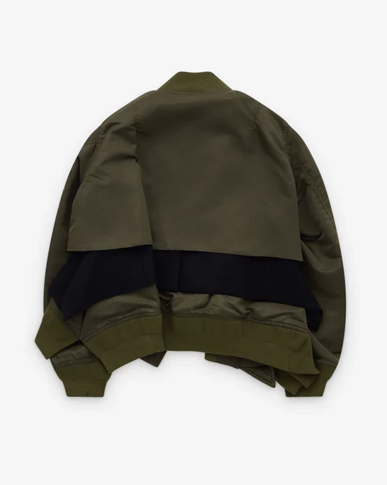 SACAI - Women's Nylon Twill X Wool Melton Blouson - (Khaki531) - Image 2