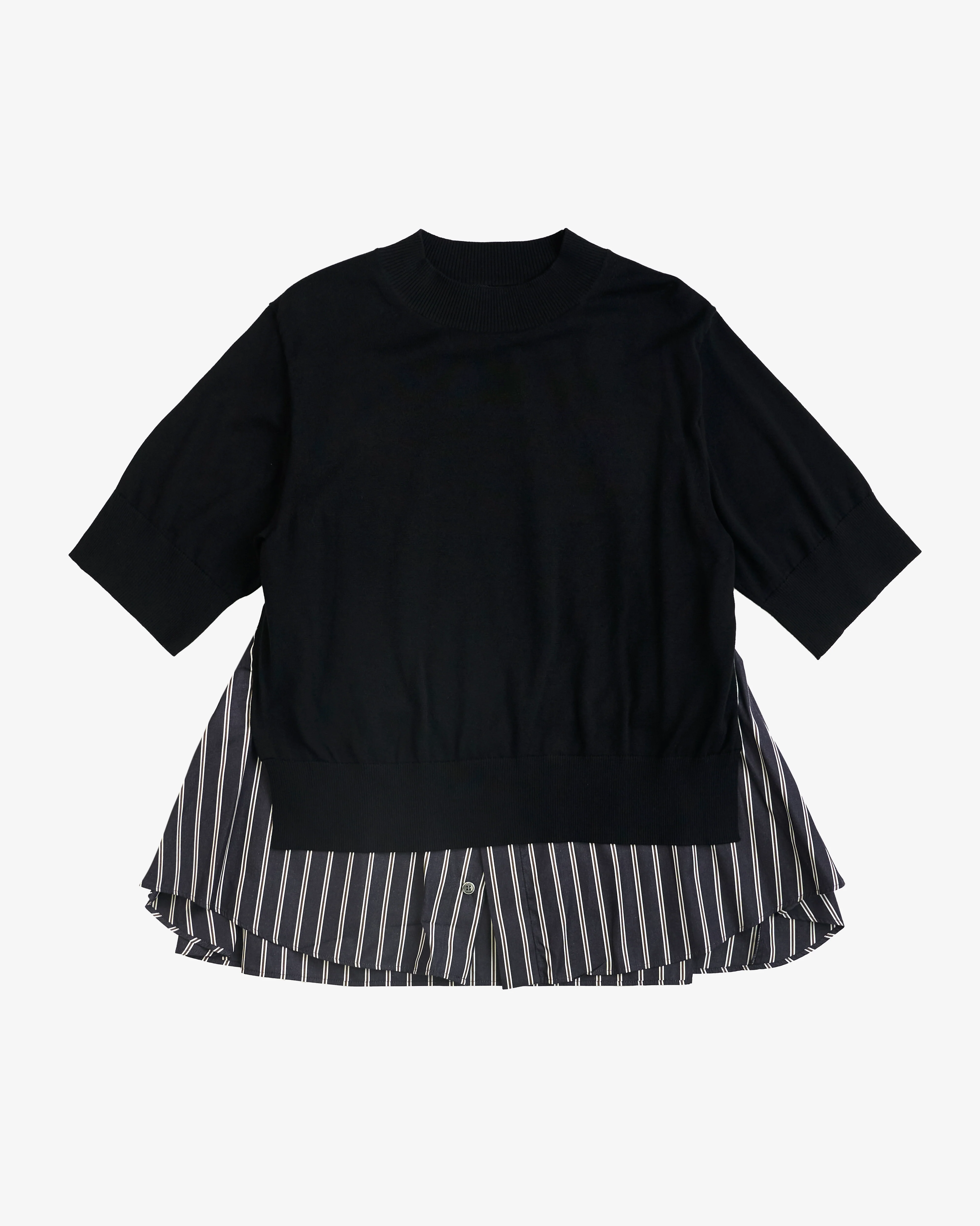 SACAI - Women's Poplin X Knit Pullover - (Stripes044)