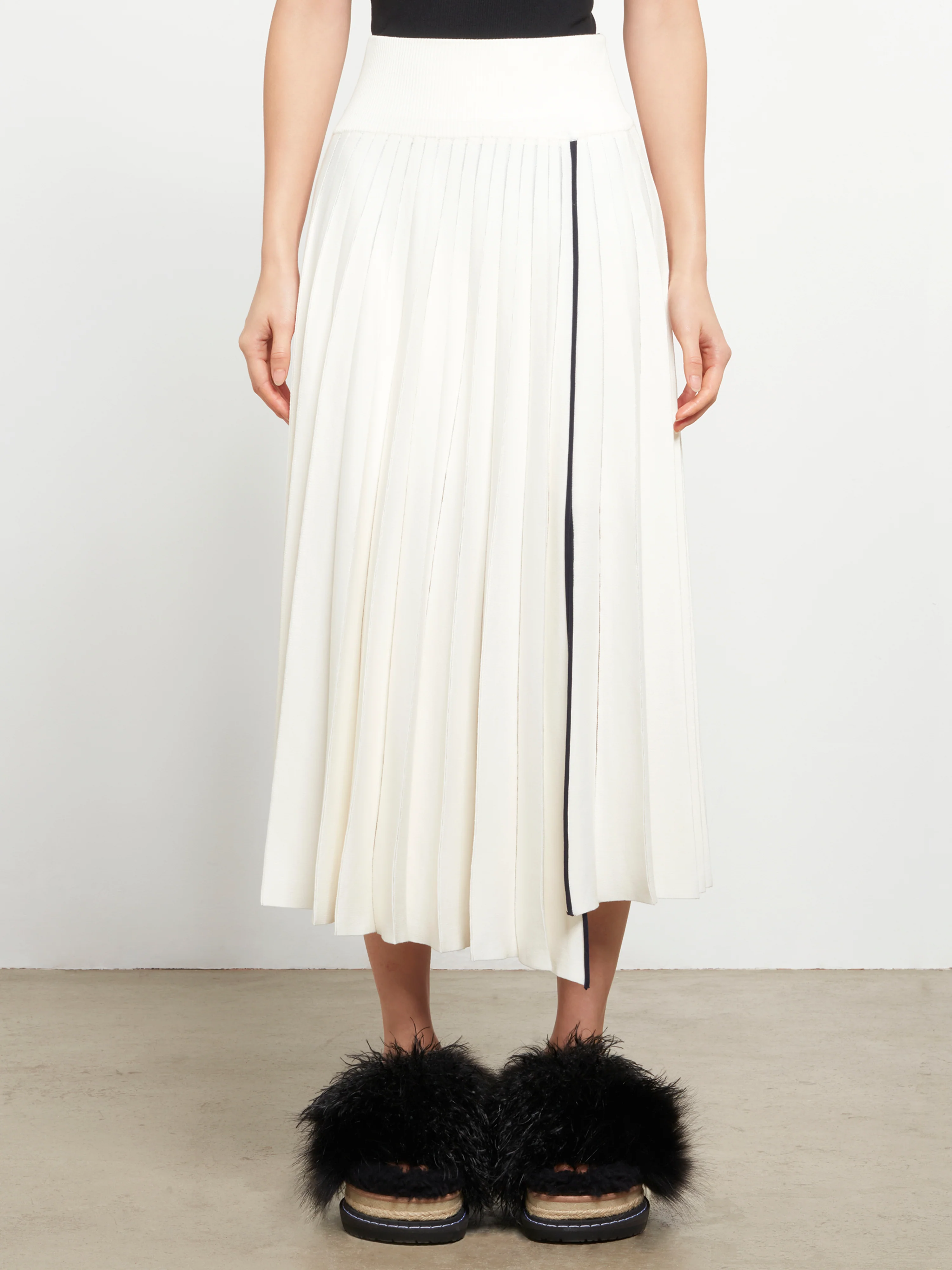 SACAI - Women's Cotton Silk Knit Skirt - (Off White) - Image 2