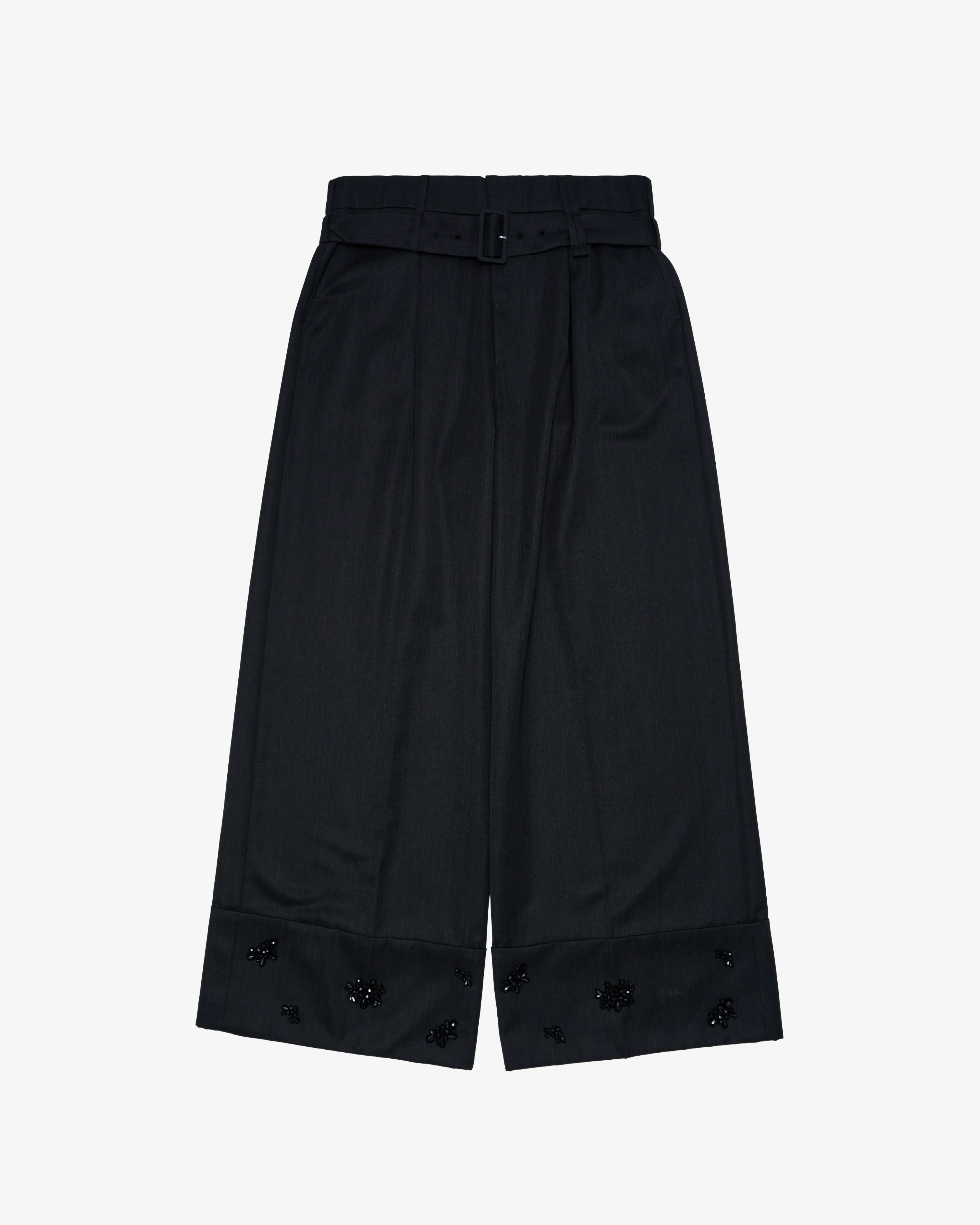 SIMONE ROCHA  - Men's Cropped Wide Leg Multi Belt Loop Trousers - (Charcoal)