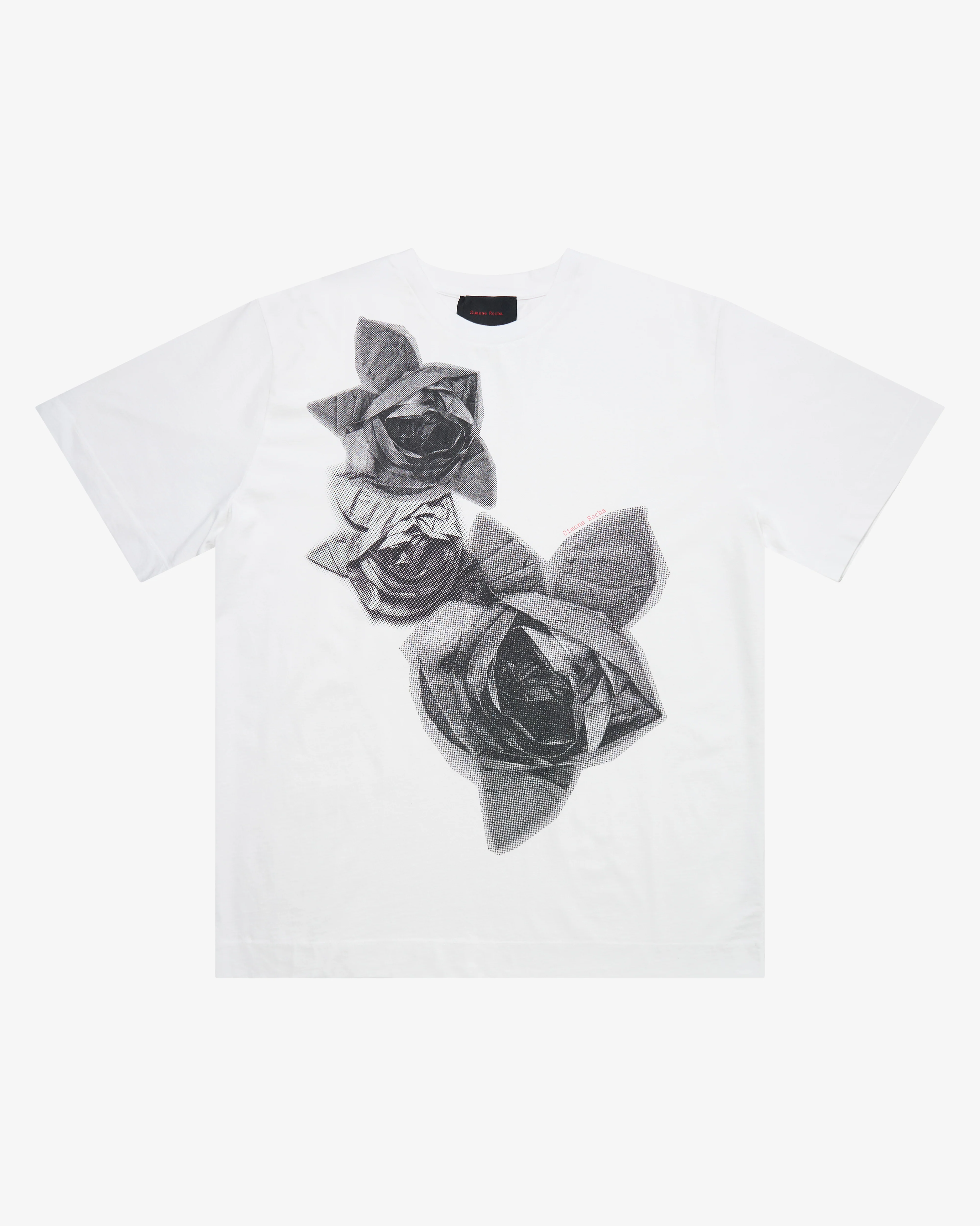 SIMONE ROCHA - Men's Rasterised Pressed Rosette Print T-Shirt - (White)