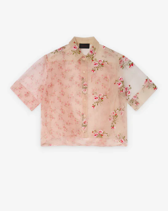 SIMONE ROCHA - Men's Sheer Patchwork Balloon Hem Shirt - (Nude)