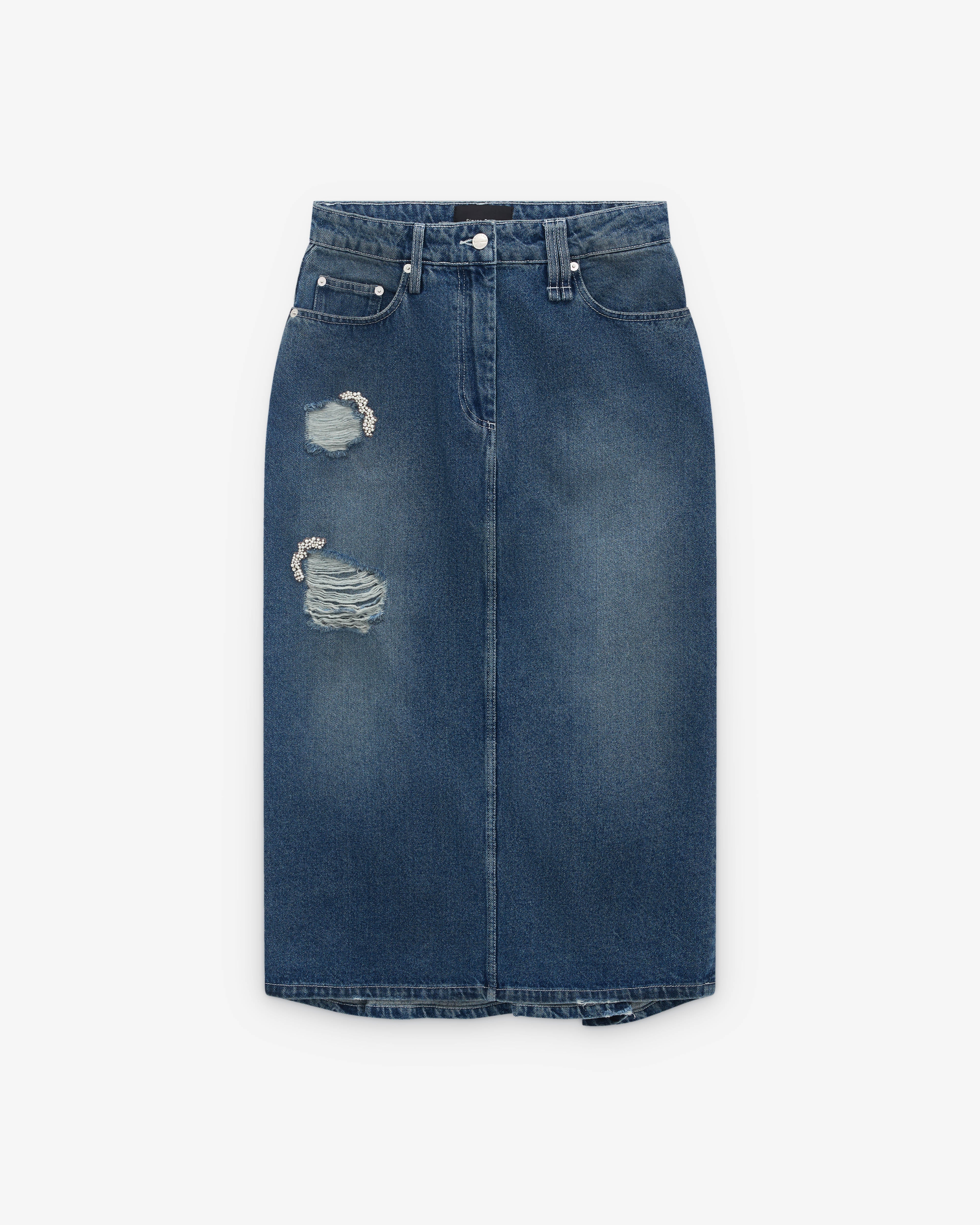 SIMONE ROCHA - Women's Denim Kick Back Flare Skirt - (Denim)