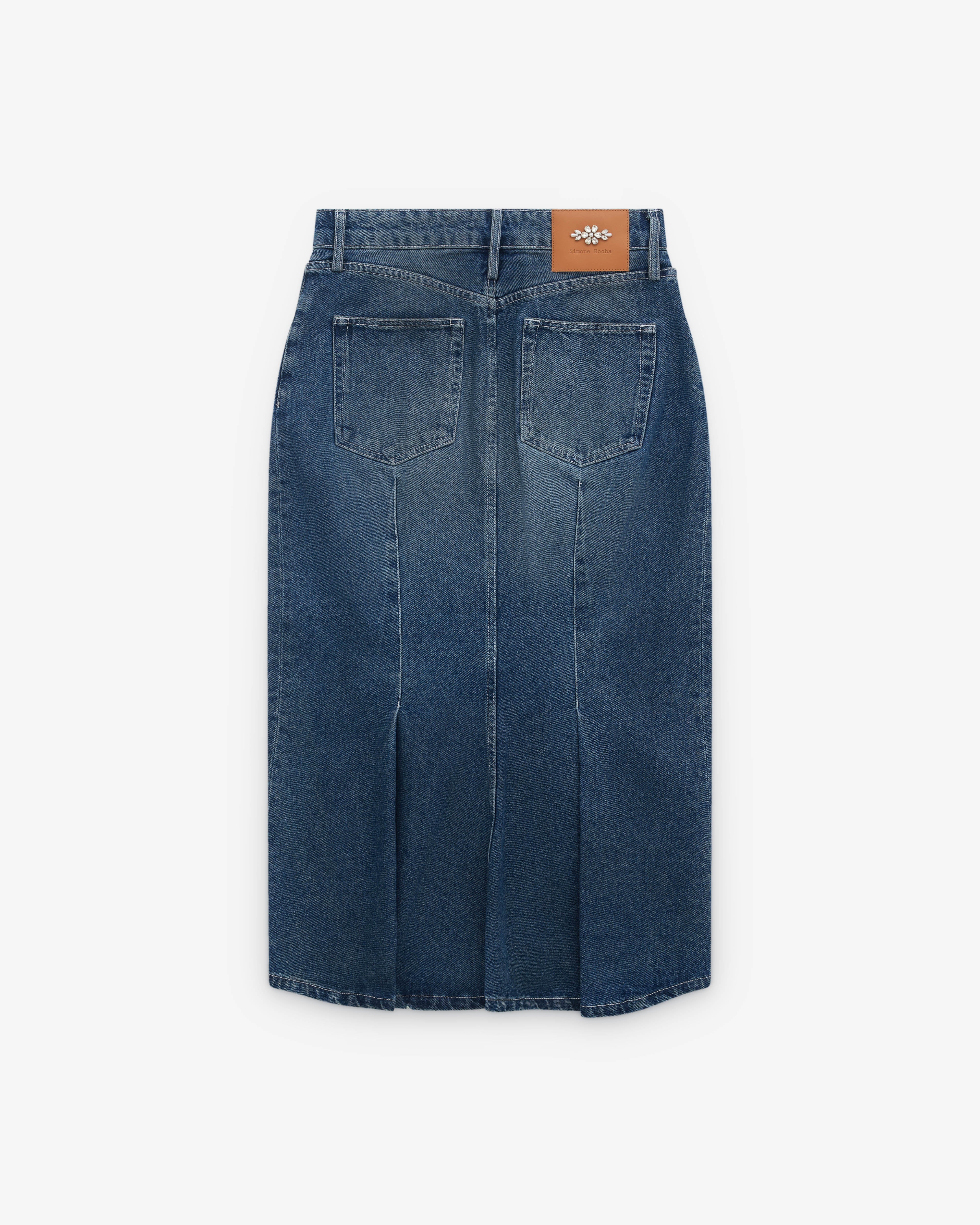 SIMONE ROCHA - Women's Denim Kick Back Flare Skirt - (Denim) - Image 2