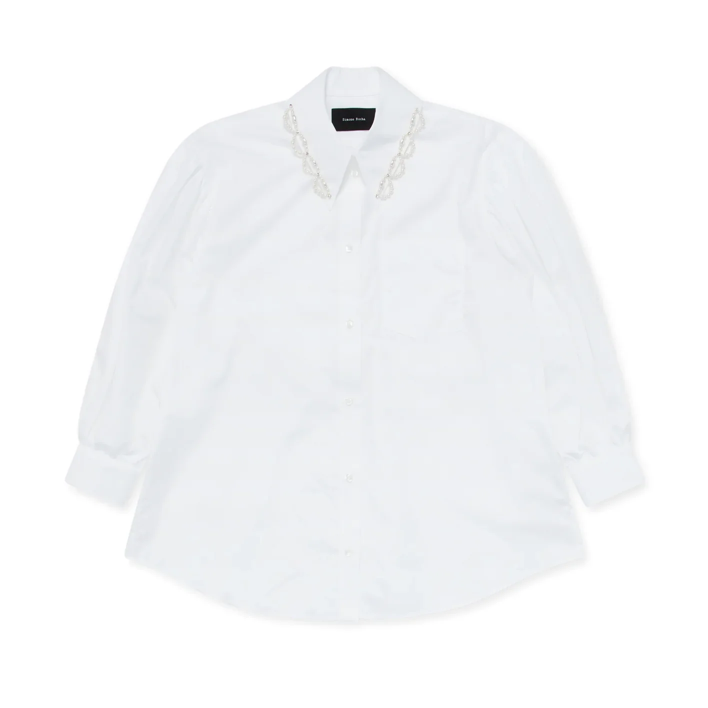 SIMONE ROCHA - Women's Embellished Classic Puff Sleeve Shirt - (White/Pearl)