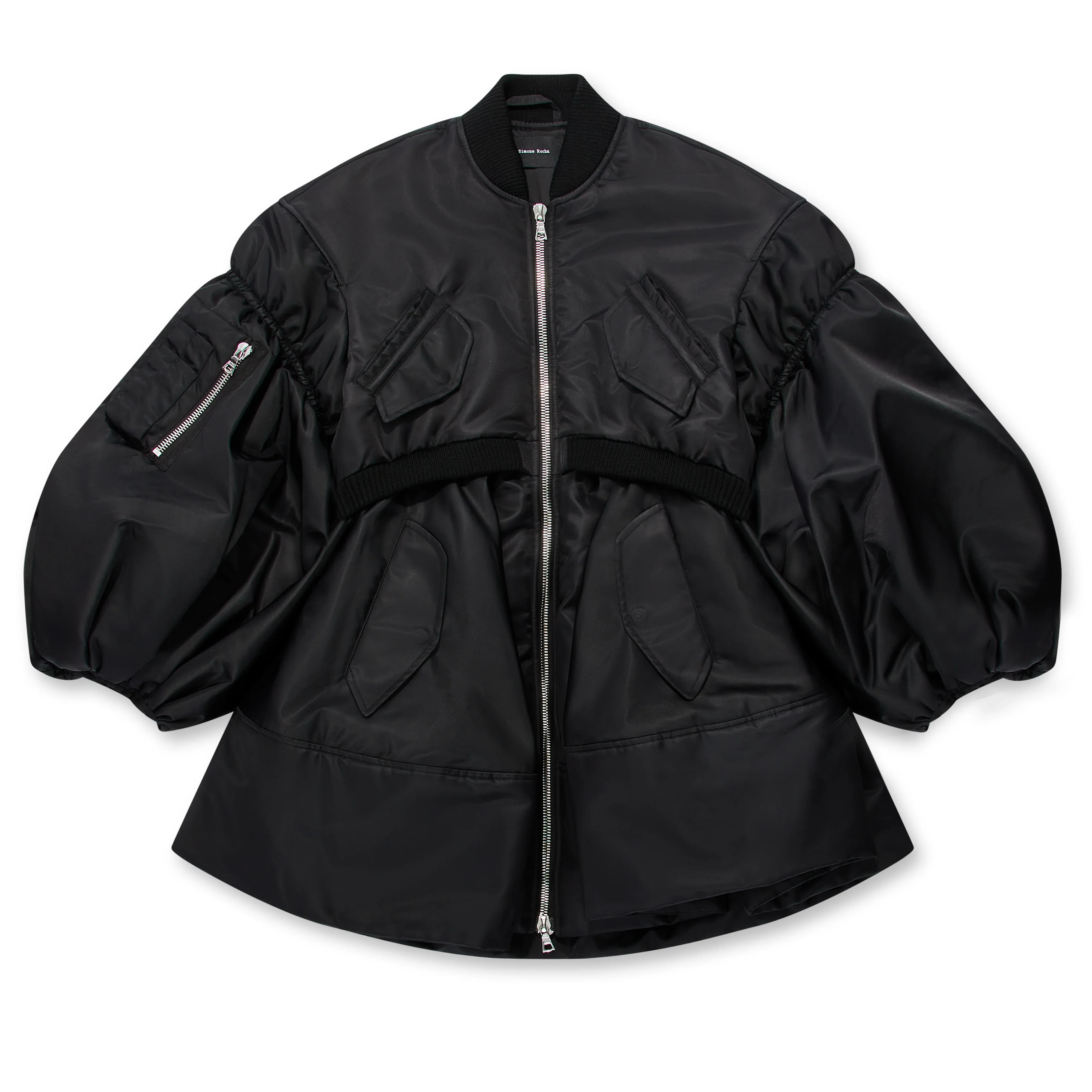 Simone Rocha - Women'S Puff Sleeve Zip-Up Bomber - (Black)