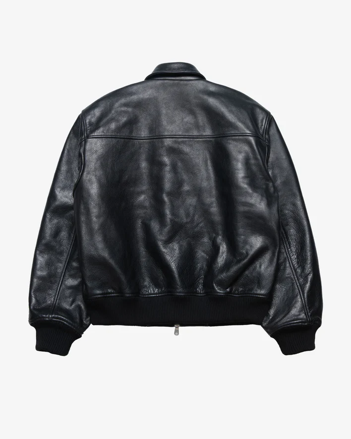 Stüssy - Men's Leather Flight Jacket - (Black) - Image 2